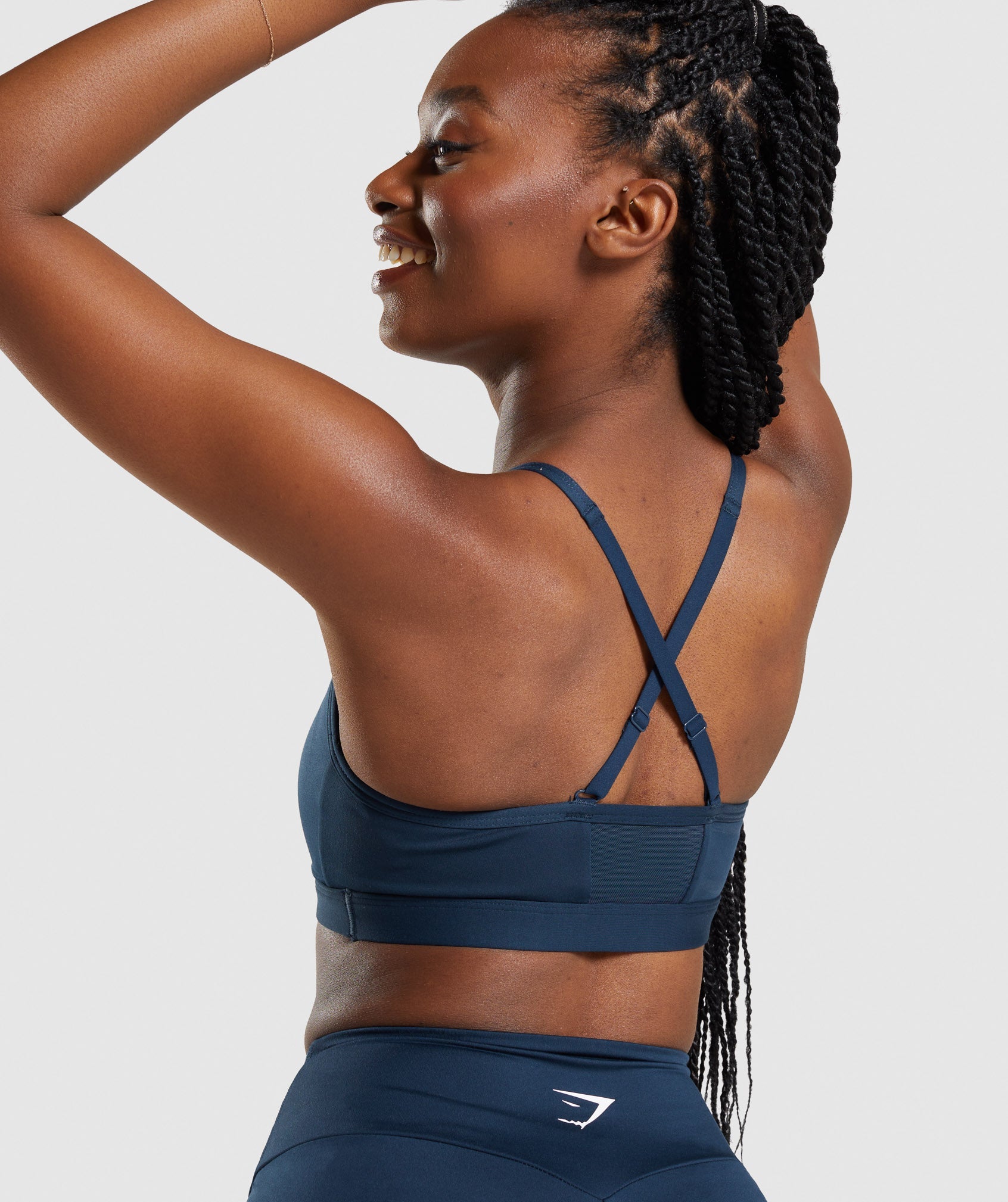 Navy Women's Gymshark Ruched Sports Bra | GKOPDH-347