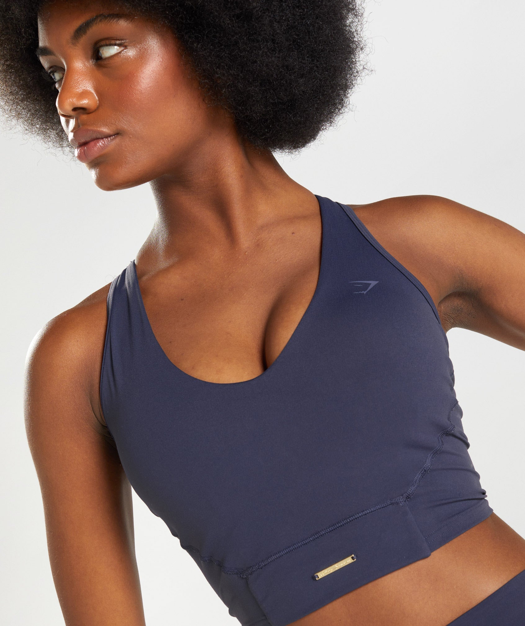 Navy Women's Gymshark Whitney Crop Tanks | FZOJRT-984