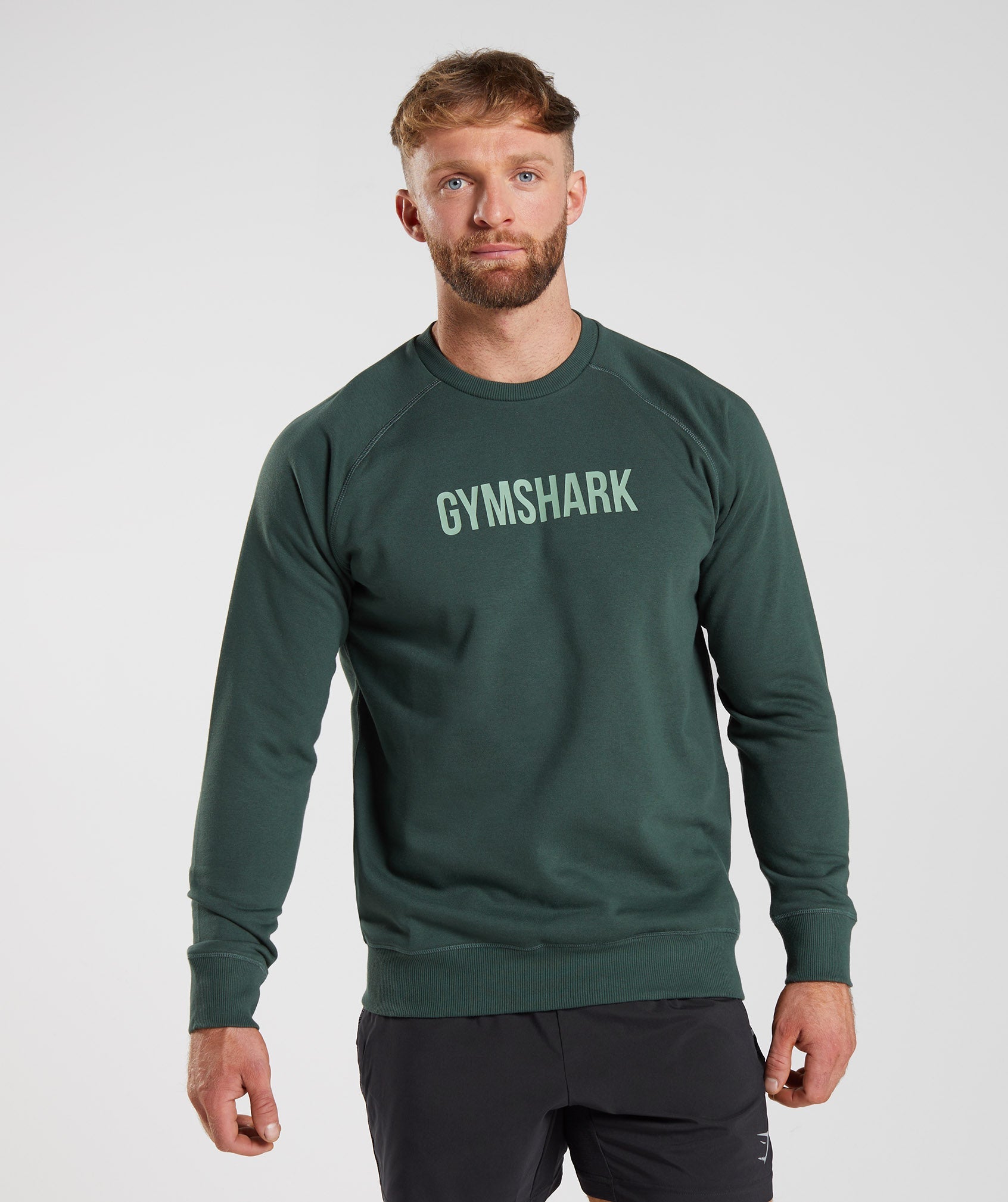 Obsidian Green Men\'s Gymshark Apollo Crew Sweatshirts | JGARCS-239