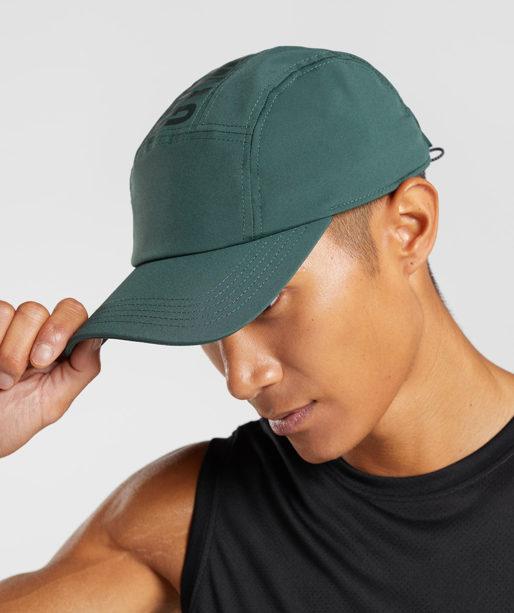 Obsidian Green Men's Gymshark Logo 5 Panel Hats | RZFOKN-930