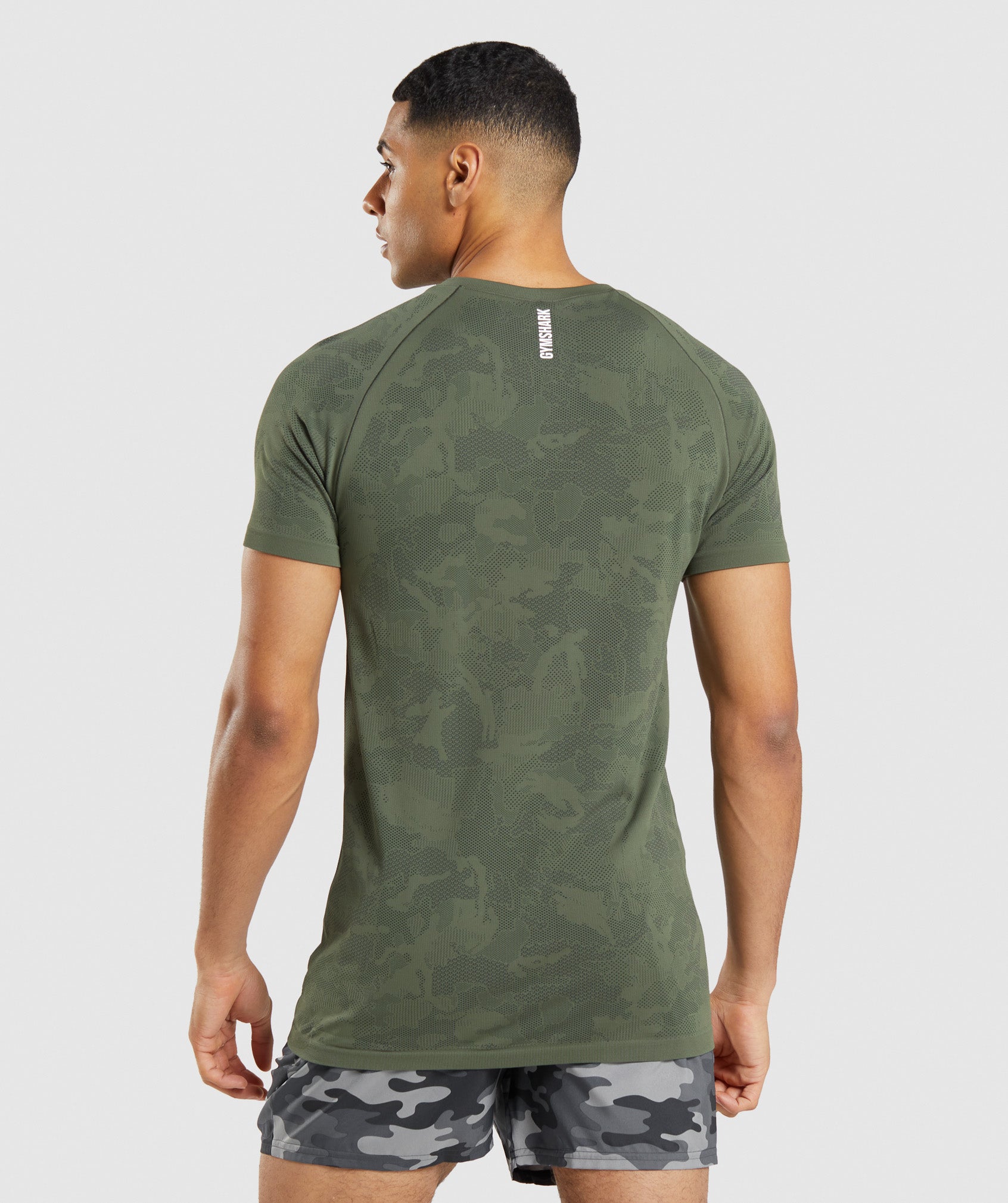 Olive / Black Men's Gymshark Geo Seamless T Shirts | IRGOVJ-247