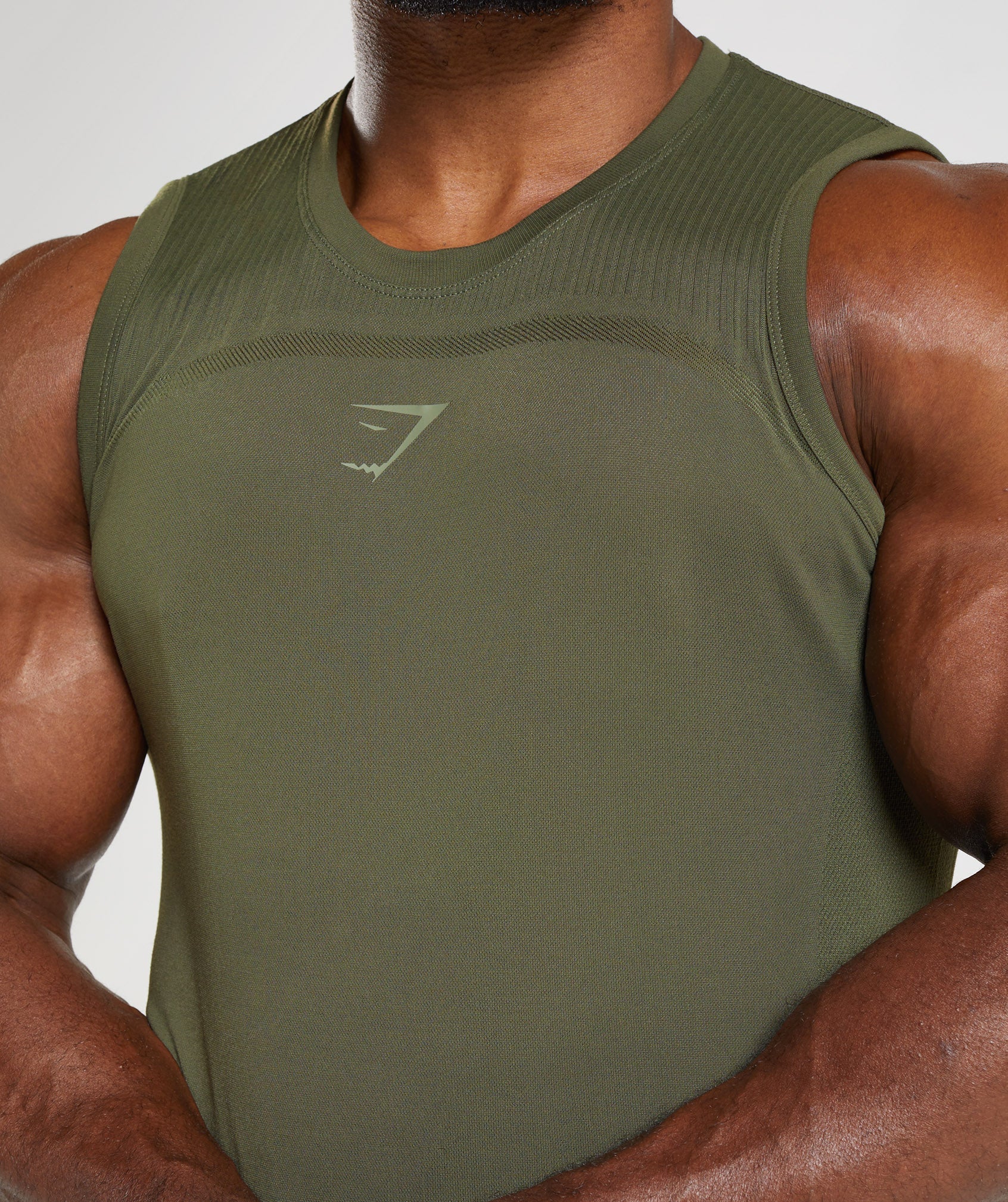 Olive Men's Gymshark 315 Seamless Tanks | WTKPBX-462