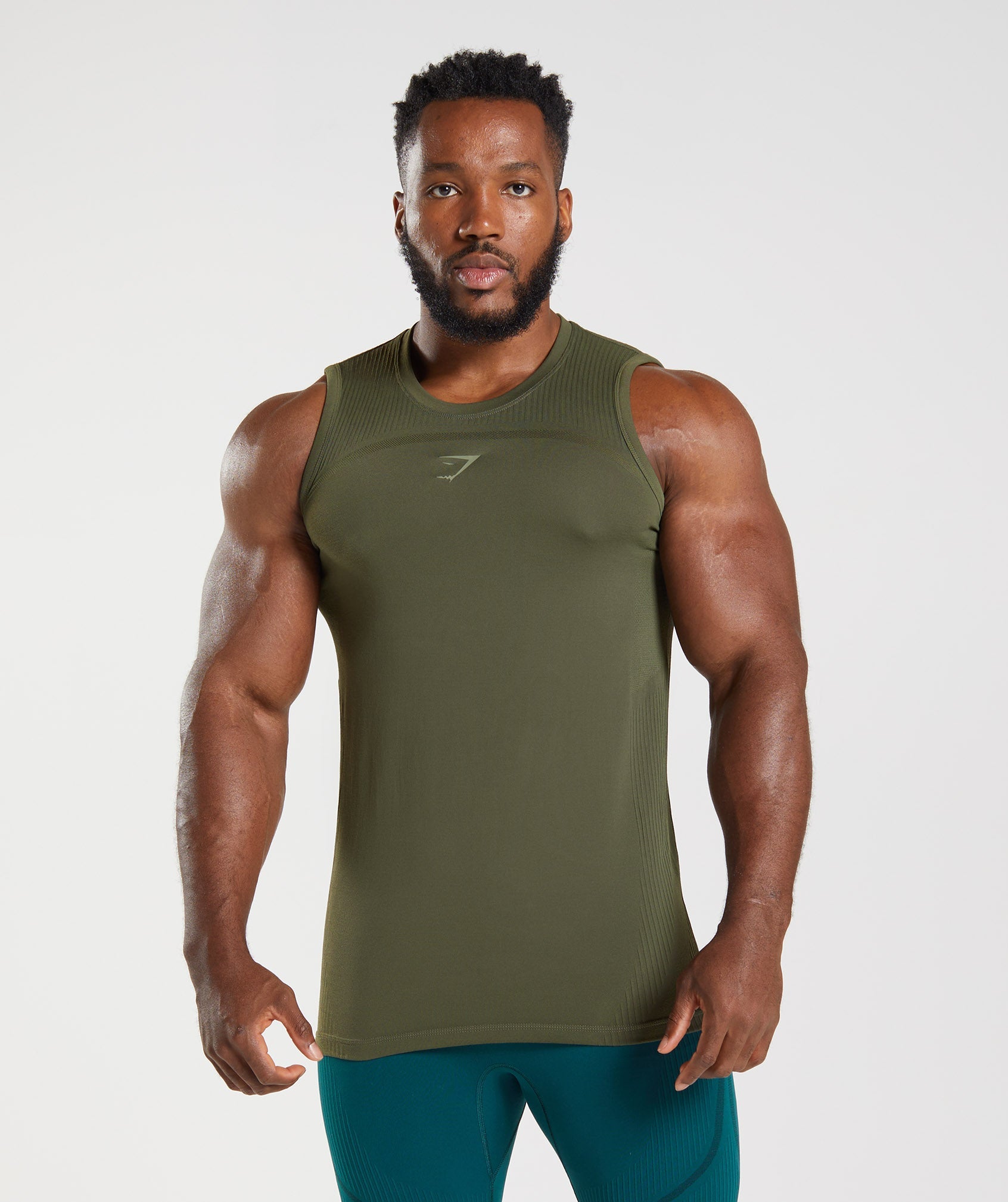 Olive Men\'s Gymshark 315 Seamless Tanks | WTKPBX-462