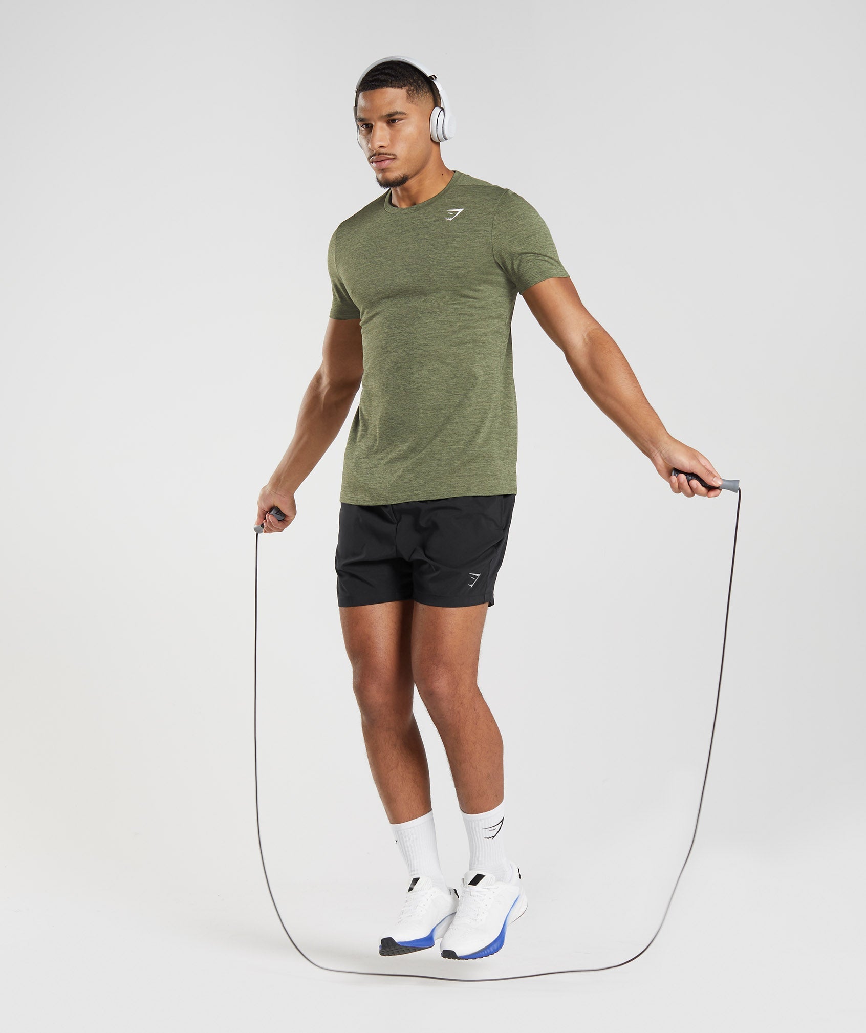 Olive Men's Gymshark Arrival Marl T Shirts | SFLAJQ-461