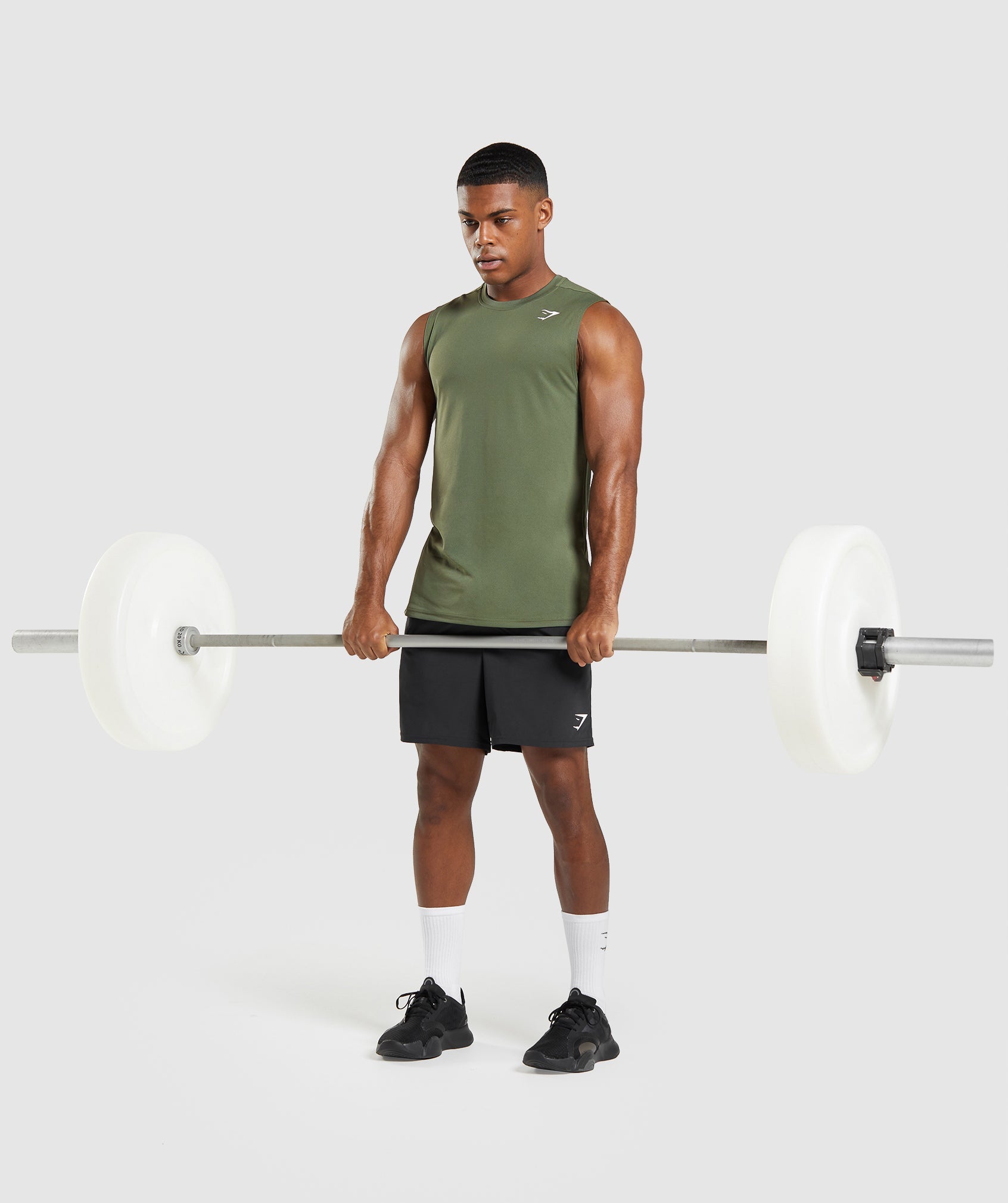 Olive Men's Gymshark Arrival Sleeveless T Shirts | JMUZXH-346