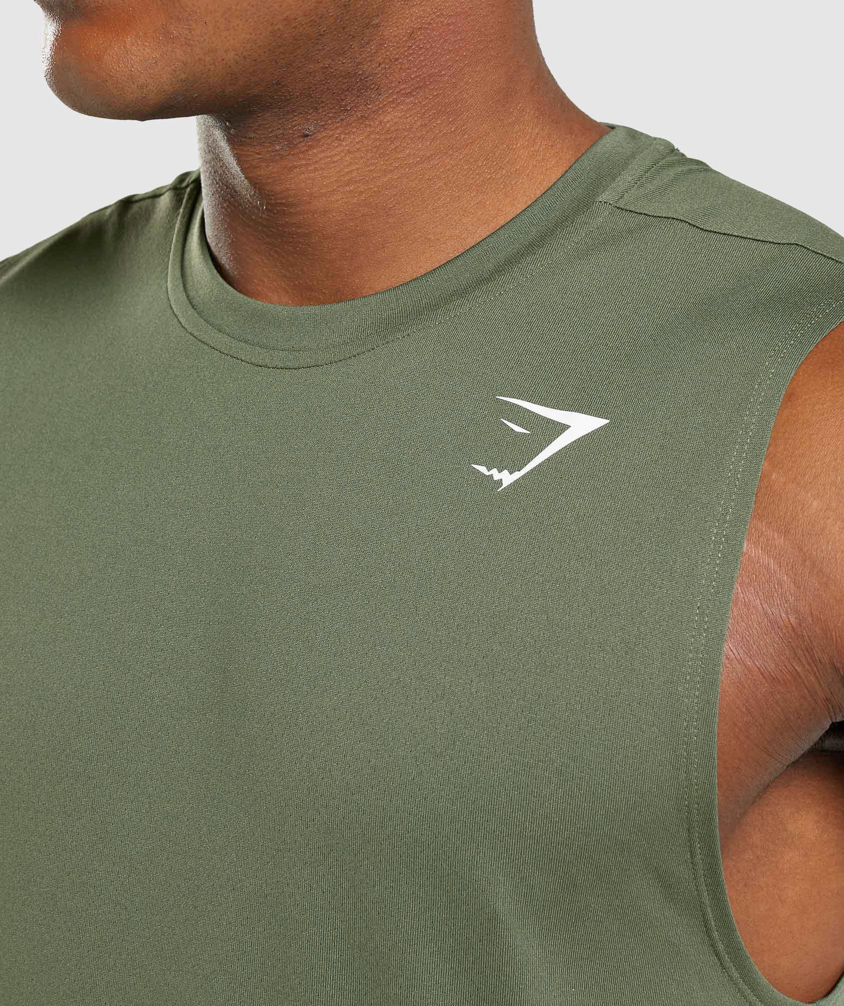 Olive Men's Gymshark Arrival Sleeveless T Shirts | JMUZXH-346