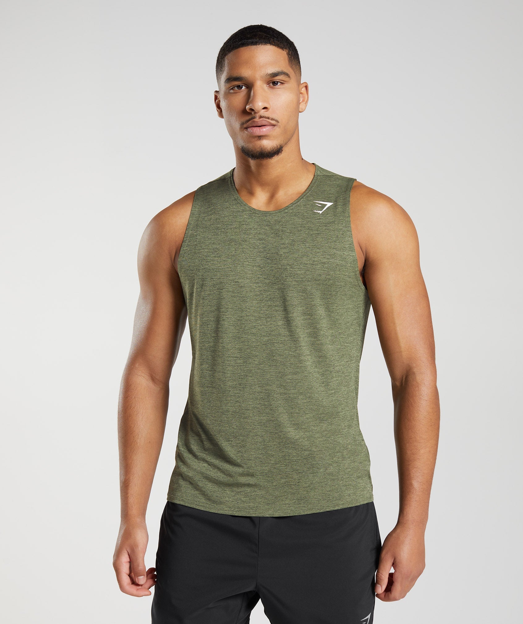 Olive Men\'s Gymshark Arrival Slim Marl Tanks | WBIKOH-650