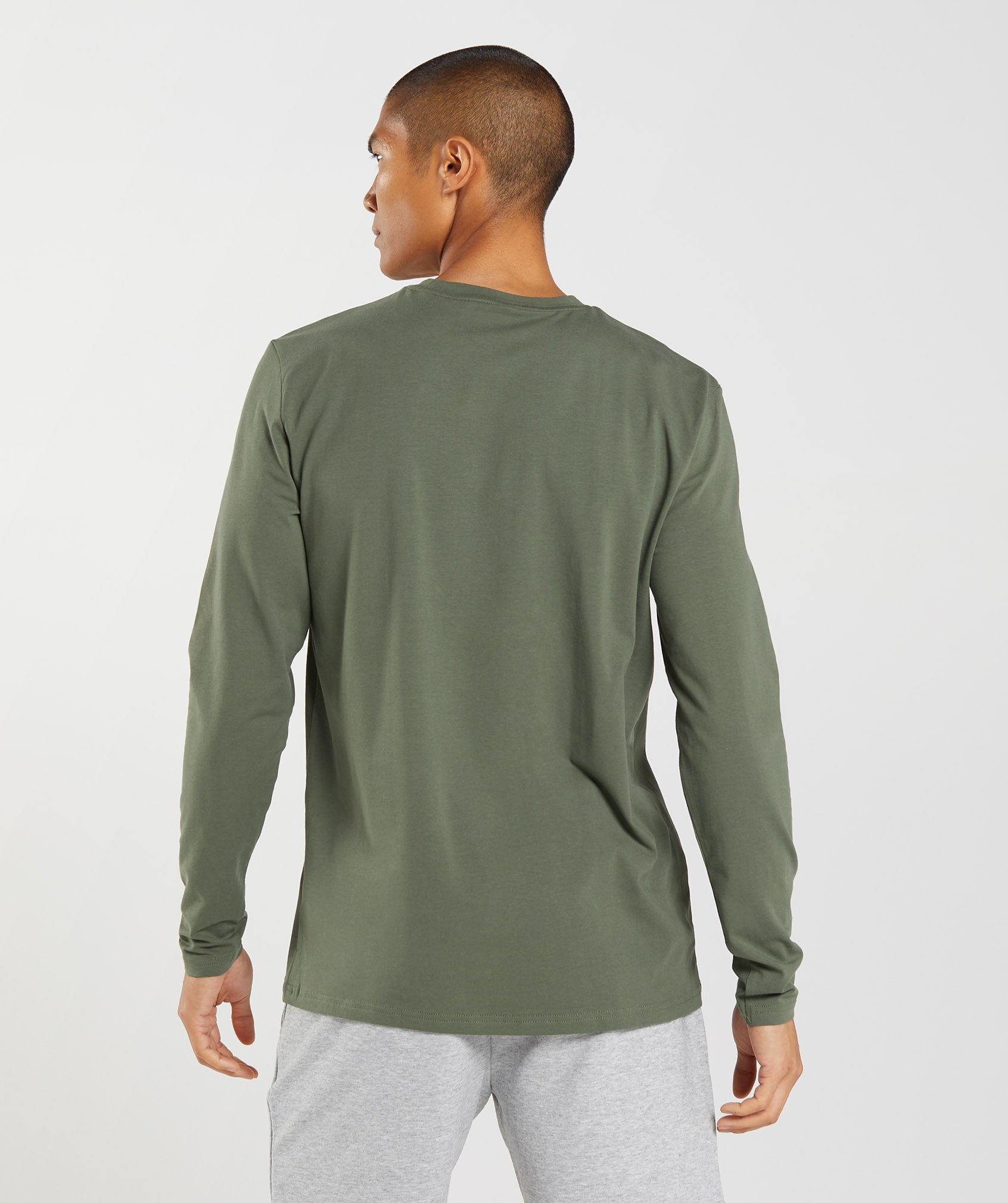 Olive Men's Gymshark Block Long Sleeve T Shirts | PVMTYQ-043