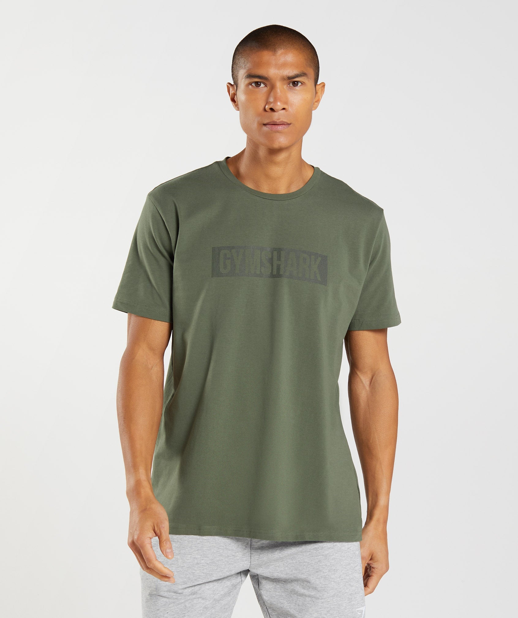 Olive Men\'s Gymshark Block T Shirts | QFLJVG-135