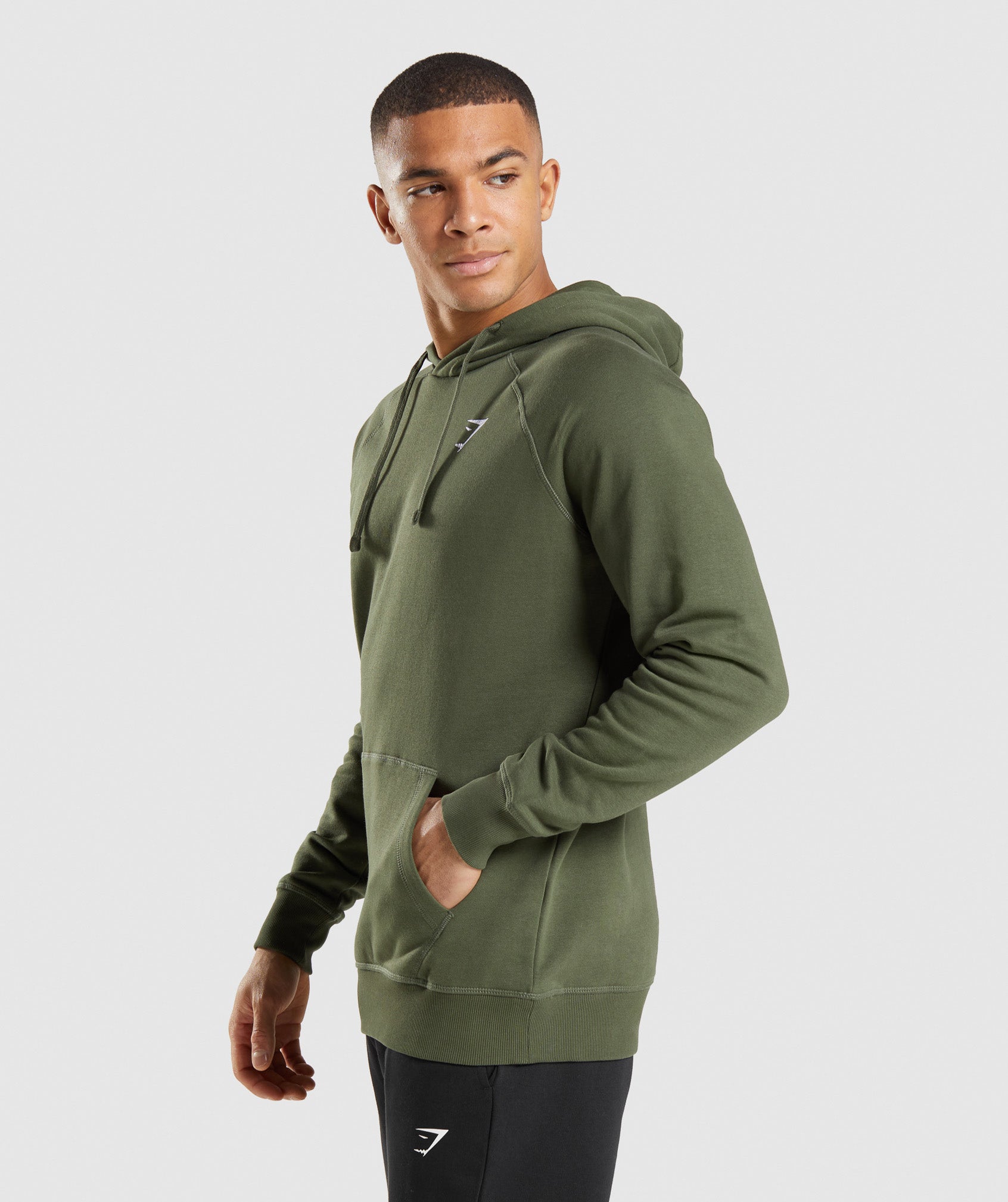 Olive Men's Gymshark Crest Hoodie | ECBXAK-263