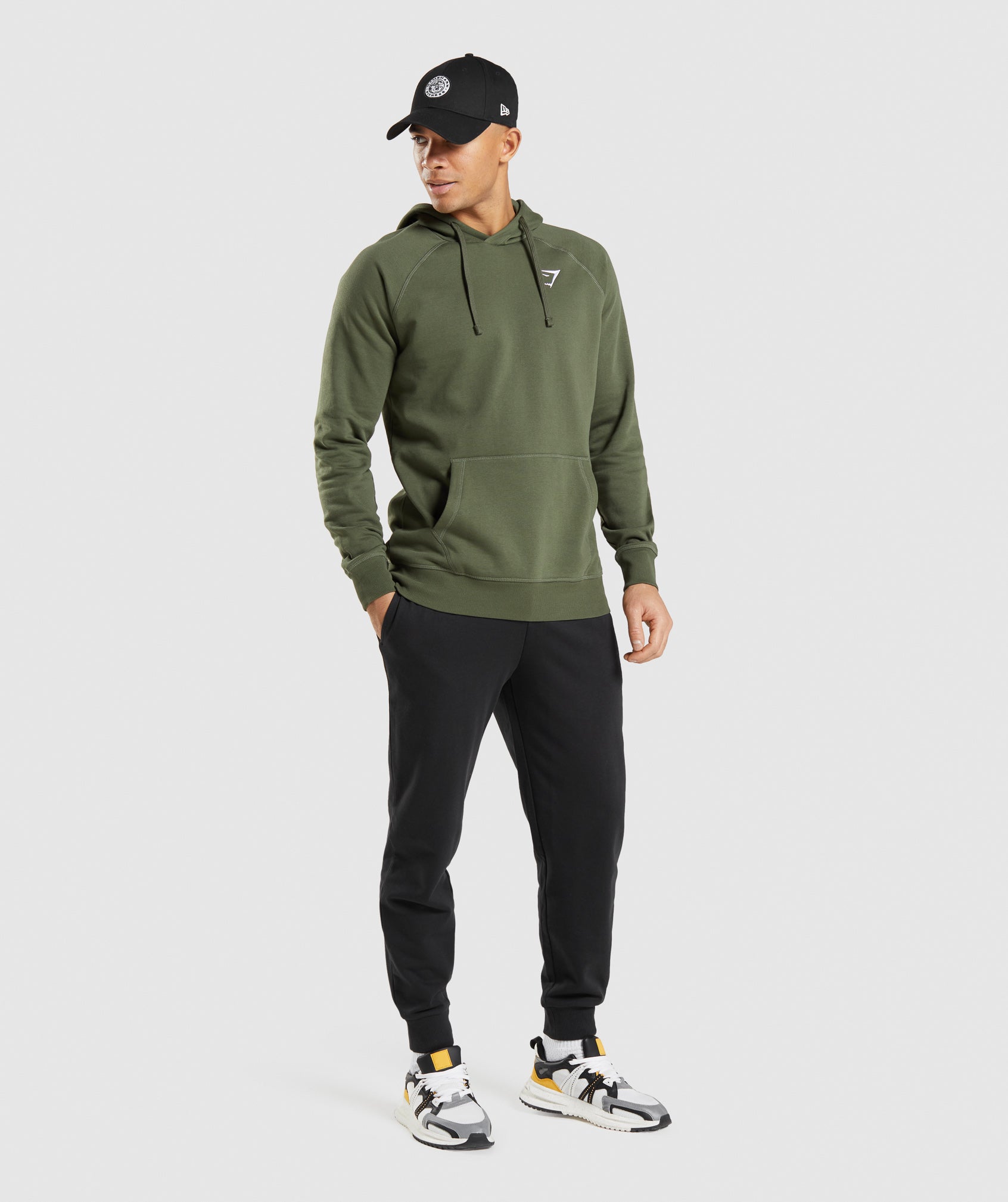 Olive Men's Gymshark Crest Hoodie | ECBXAK-263