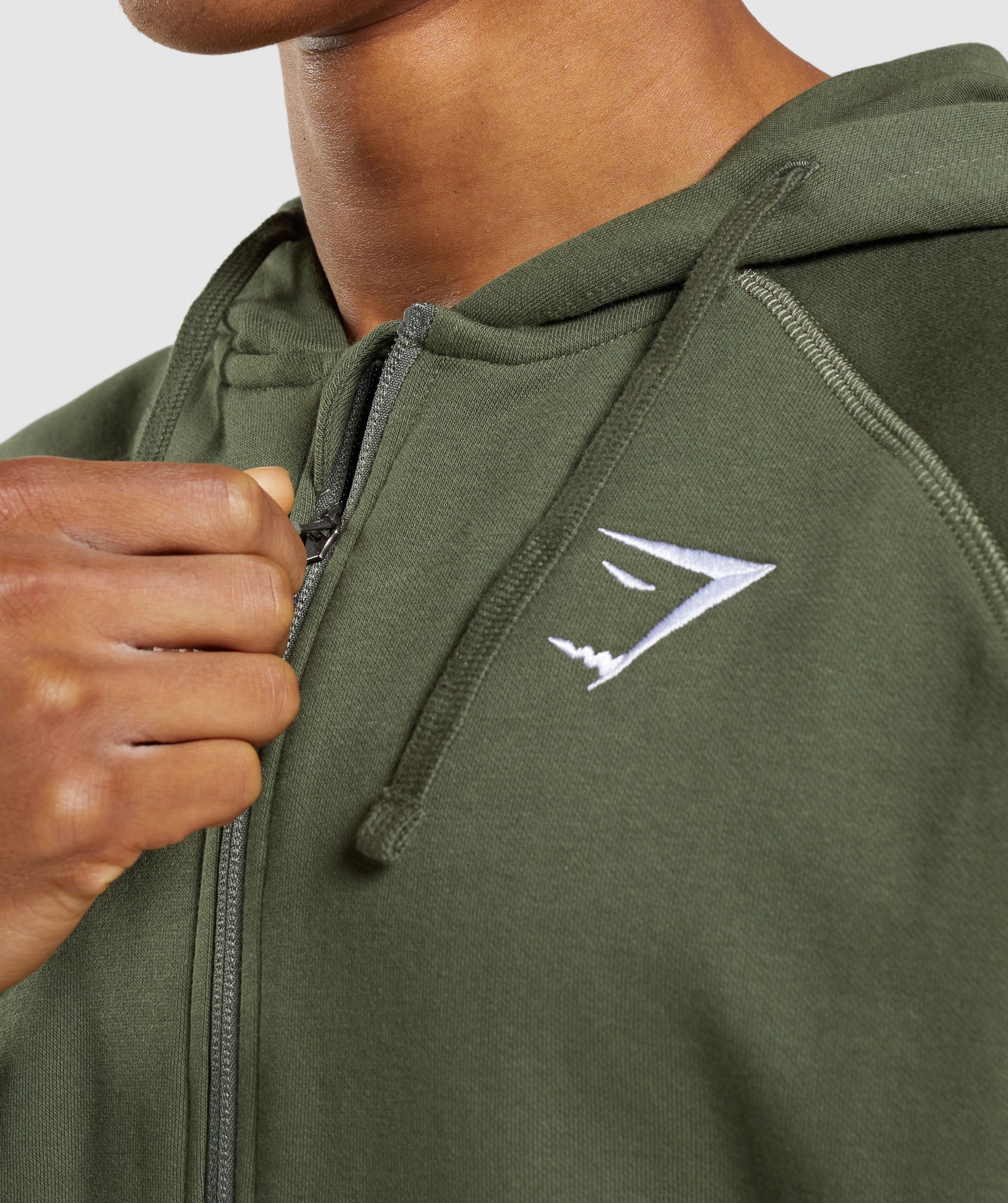 Olive Men's Gymshark Crest Zip Up Hoodie | FLKCPI-132