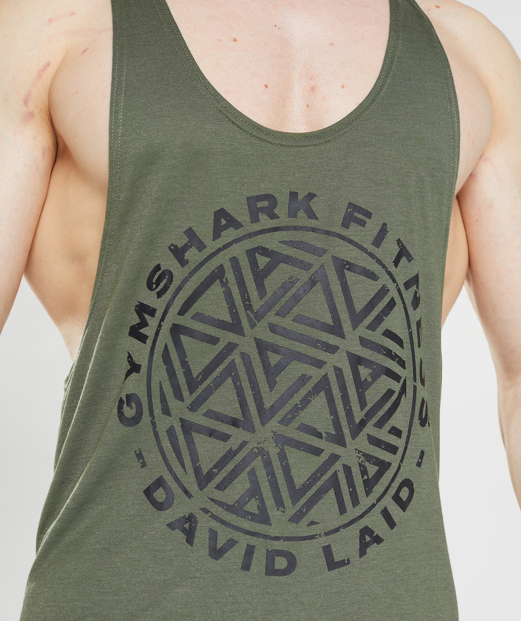 Olive Men's Gymshark GS x David Laid Stringer Vest | LTEWCM-759