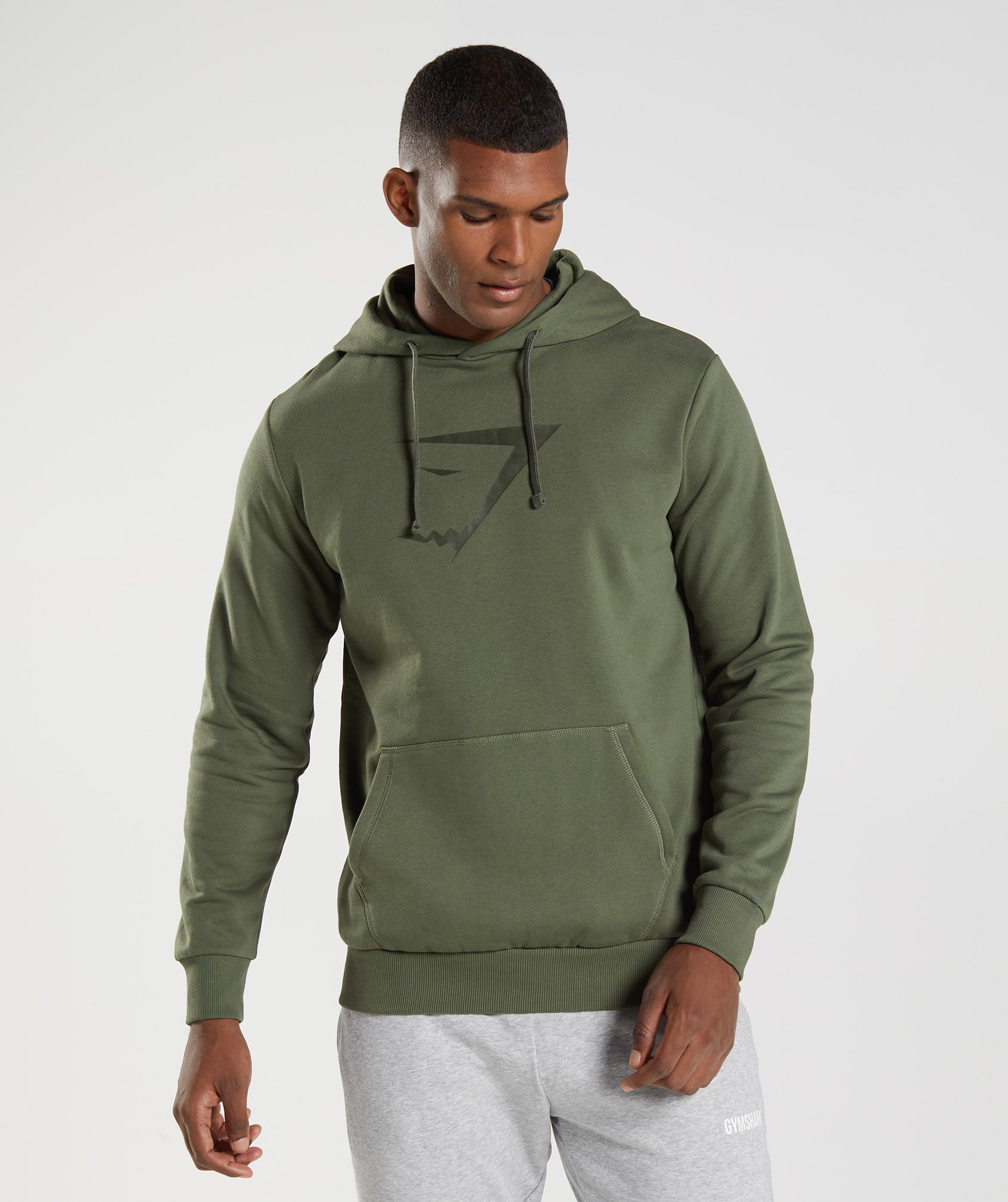 Olive Men\'s Gymshark Sharkhead Infill Hoodie | RVNKPM-931