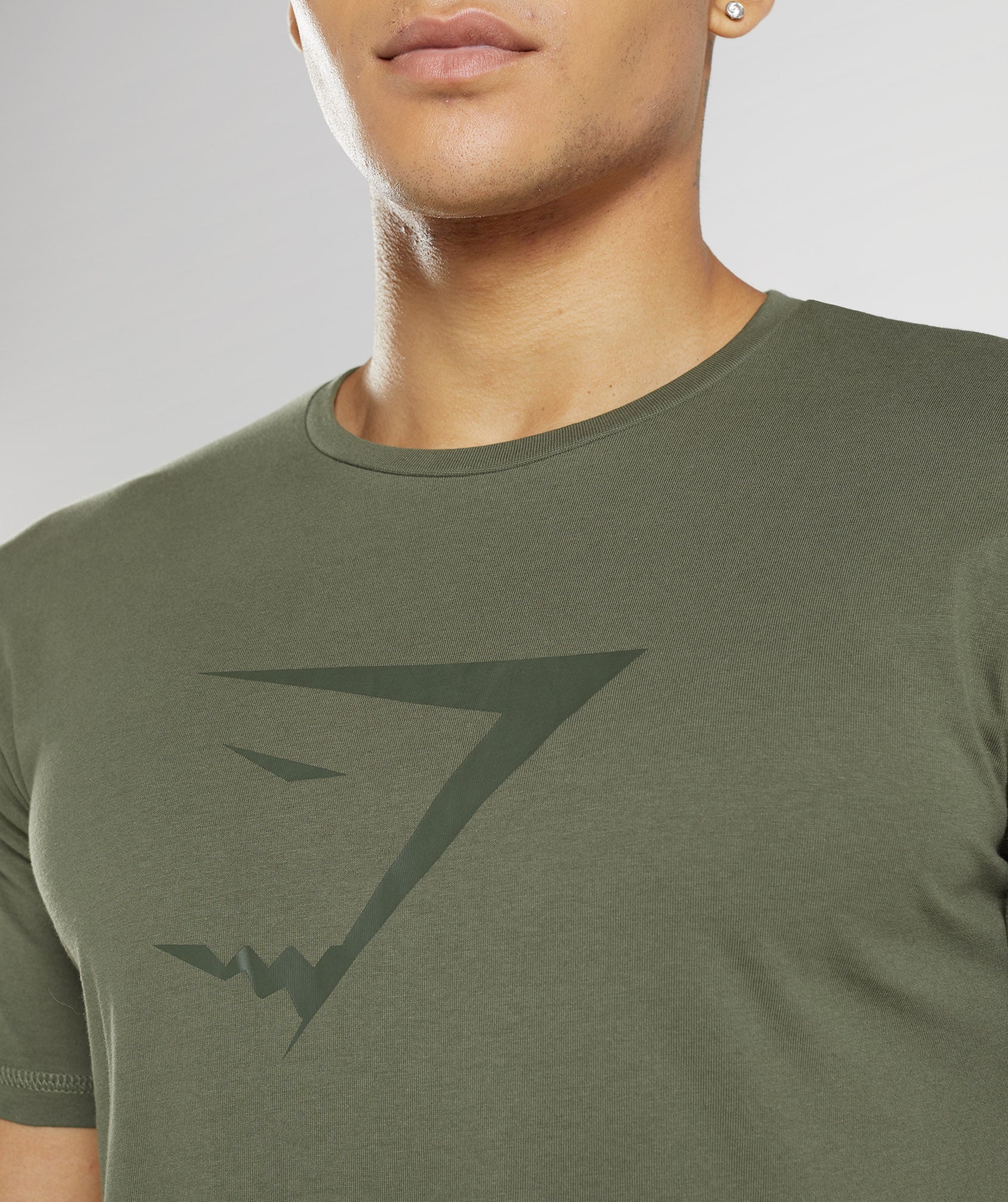 Olive Men's Gymshark Sharkhead Infill T Shirts | UVMXOS-801