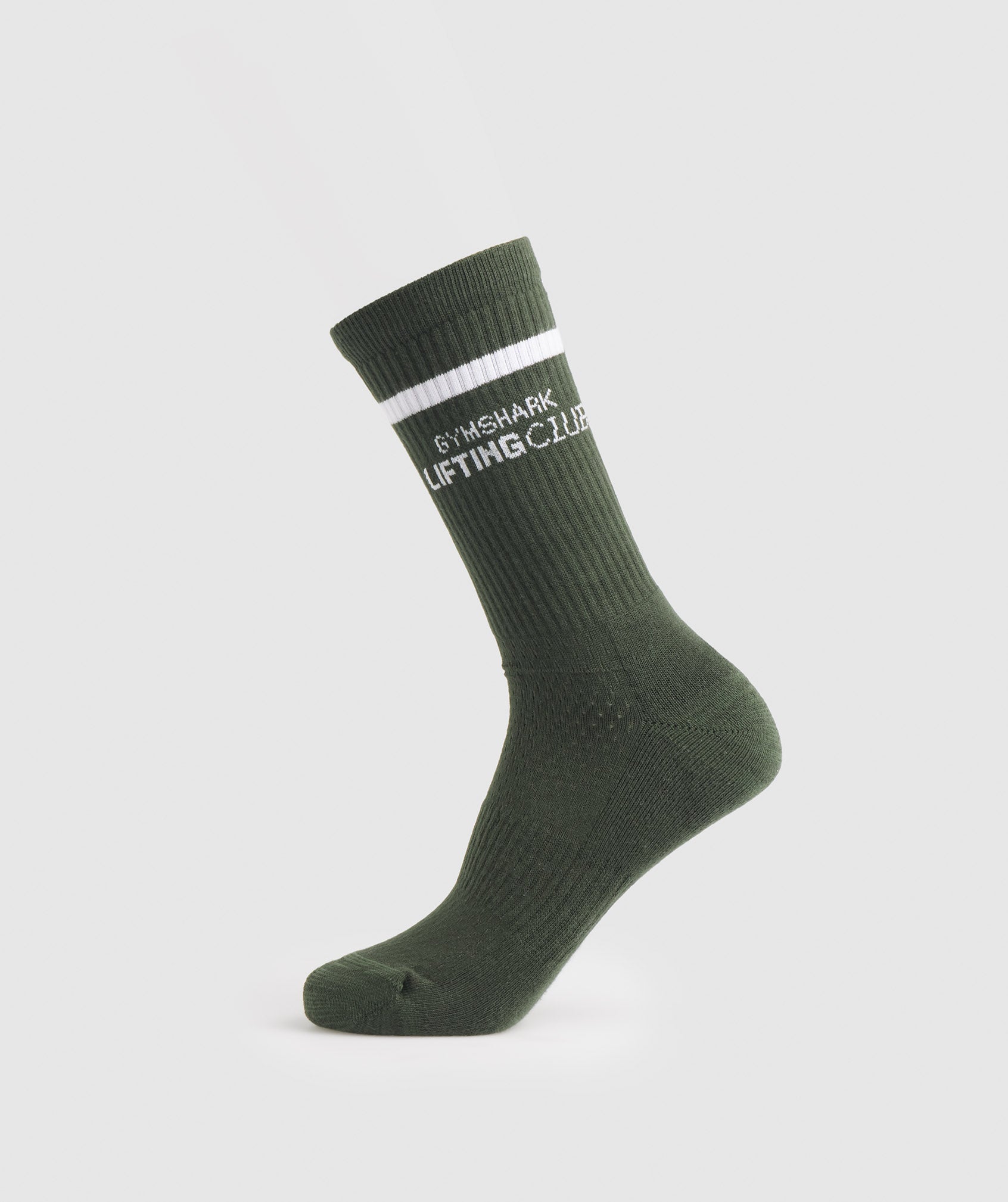 Olive / White Women\'s Gymshark Social Club Double Stripe 1pk Sock Socks | MVNOZX-104