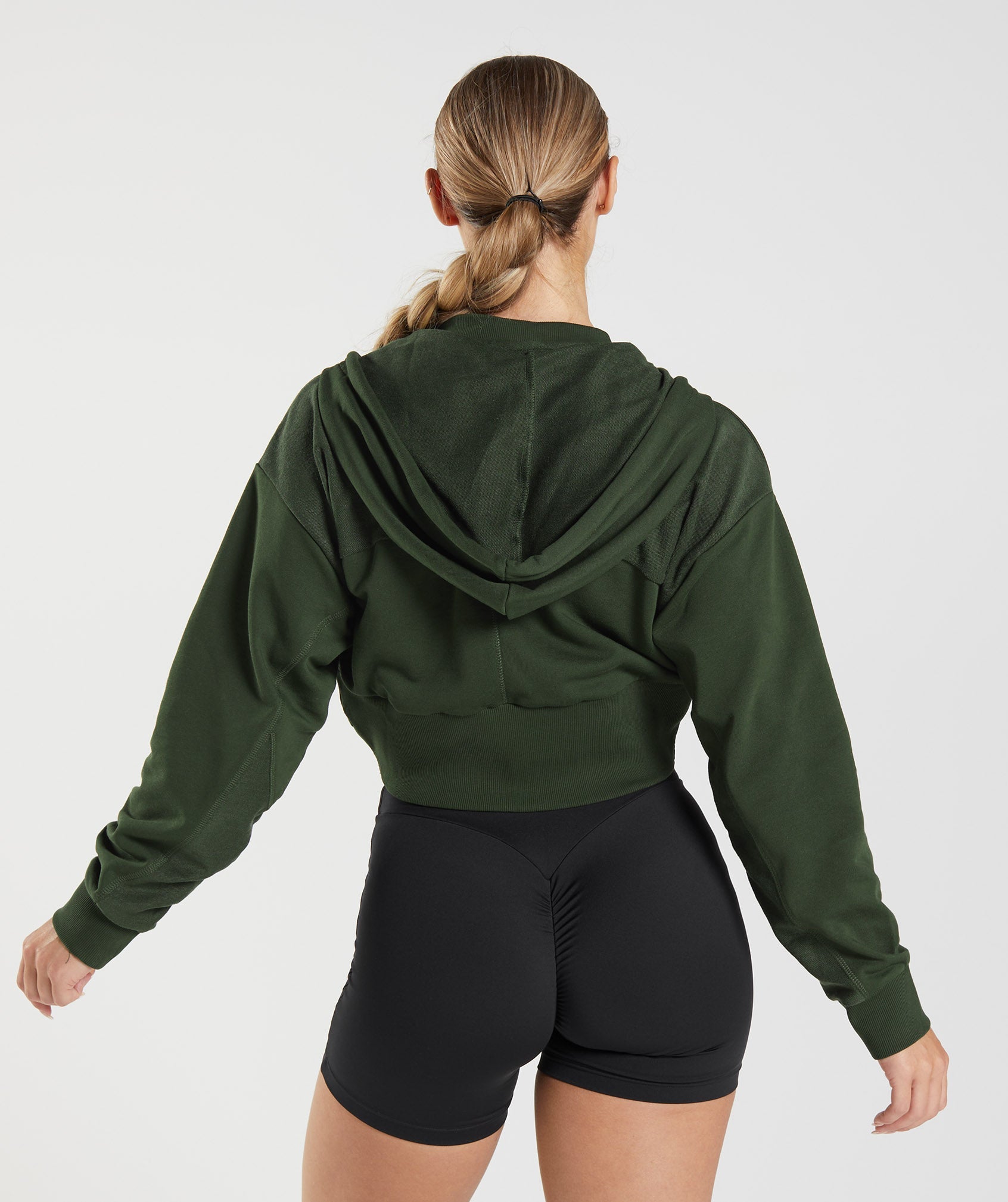 Olive Women's Gymshark GS Power Cropped Zip Hoodie | NEJRIH-293