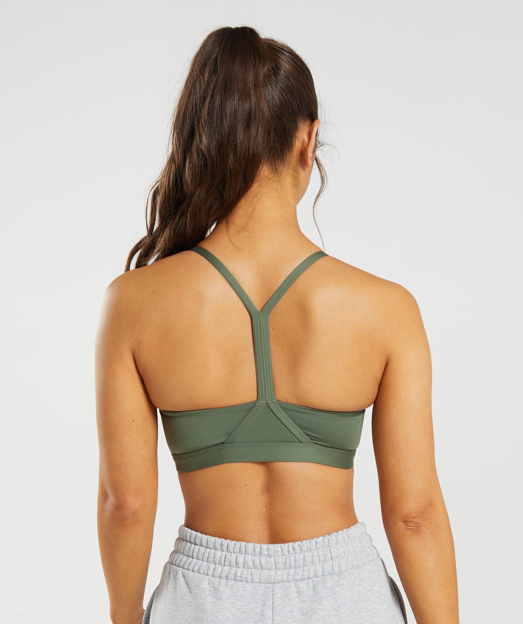 Olive Women's Gymshark V Neck Sports Bra | USJGIM-193