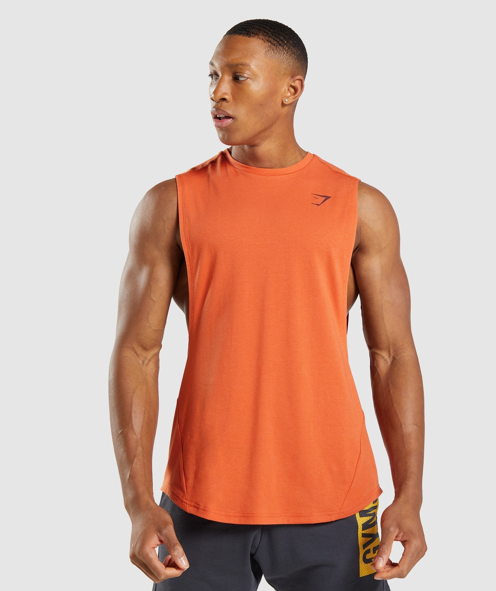 Orange Men's Gymshark Bold Drop Arm Tanks | YXLIBG-702