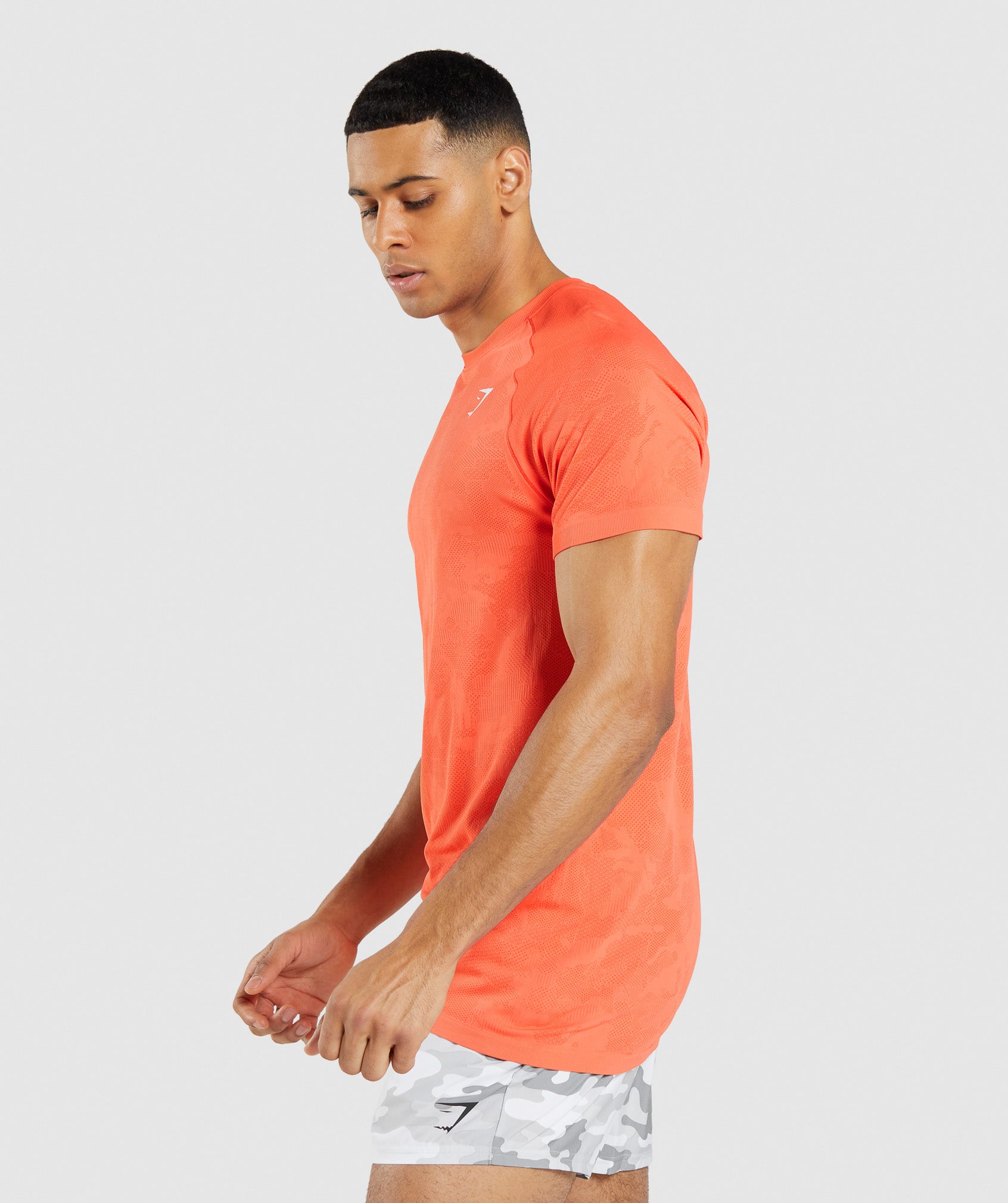 Orange Men's Gymshark Geo Seamless T Shirts | DQPZAM-163