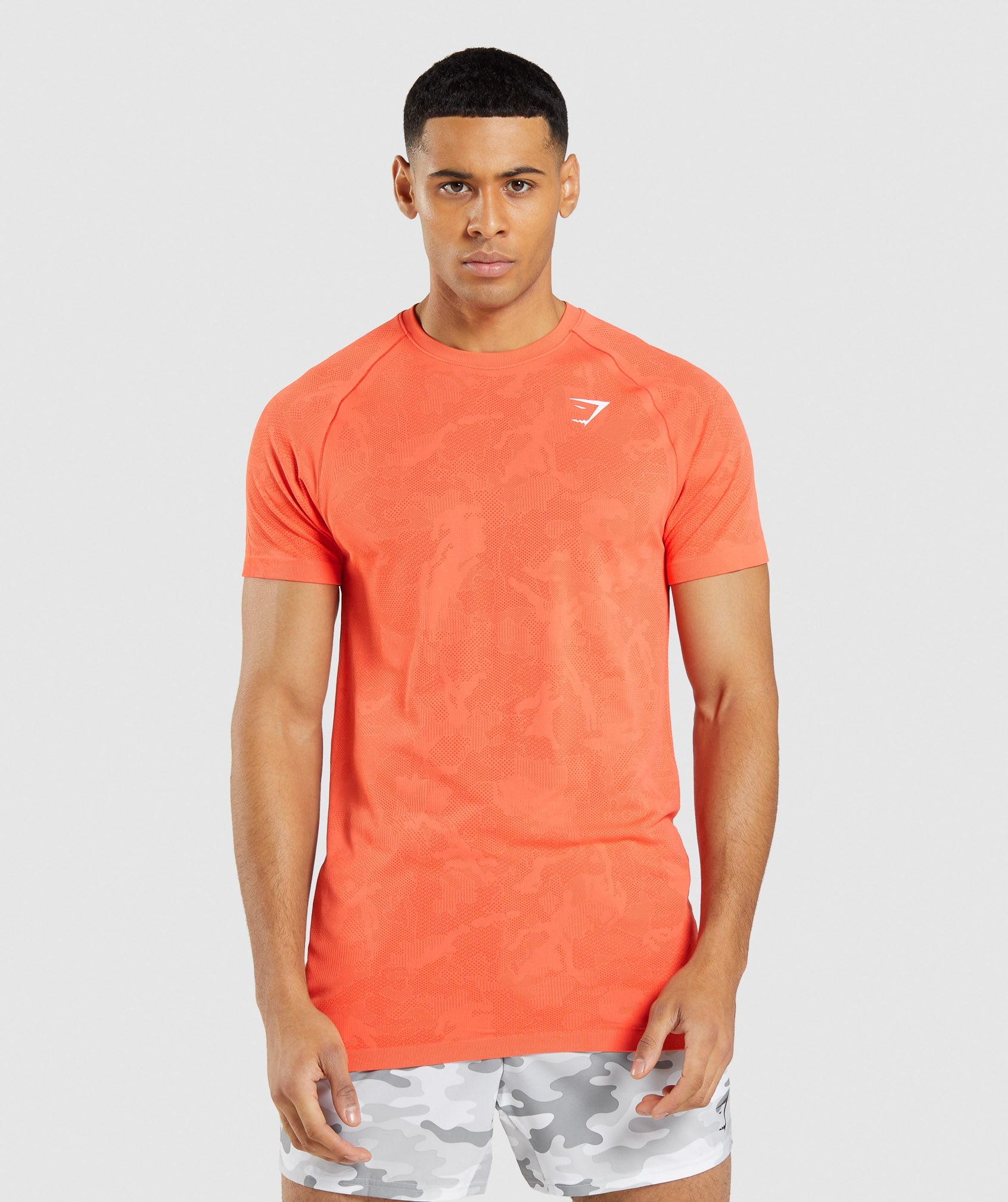 Orange Men\'s Gymshark Geo Seamless T Shirts | DQPZAM-163