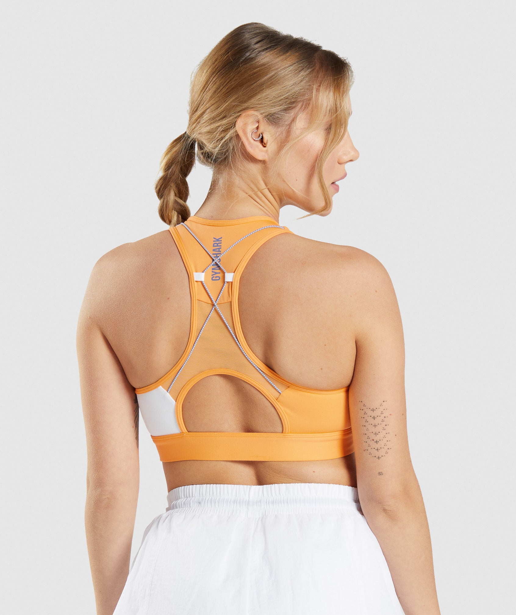 Orange / White Women's Gymshark Pulse Sports Bra | OBECSA-259