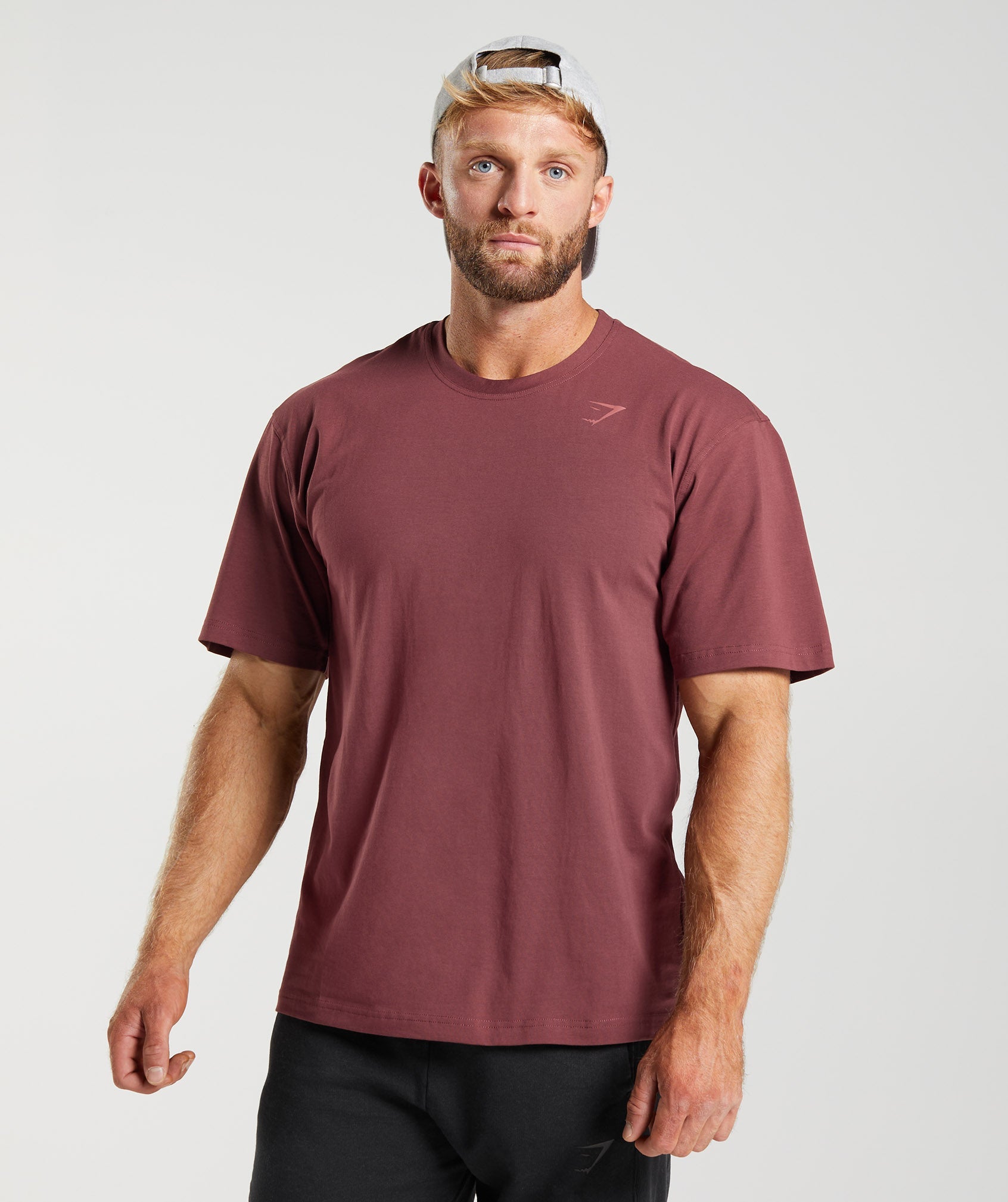 Pink Brown Men's Gymshark Power T Shirts | YHPVRJ-417