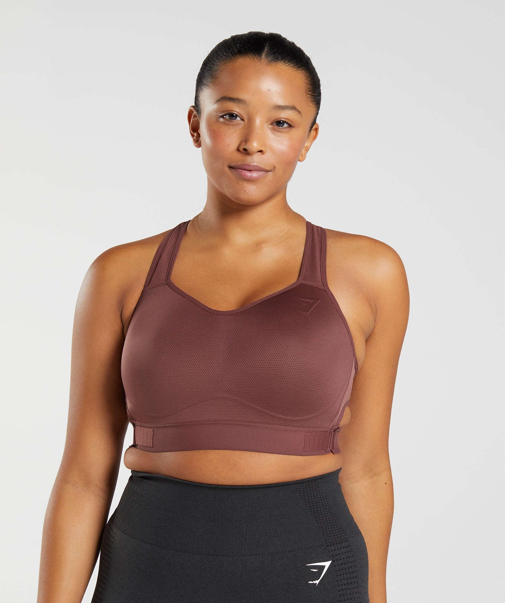 Pink Brown Women's Gymshark Racerback High Support Sports Bra | NDLQPA-754