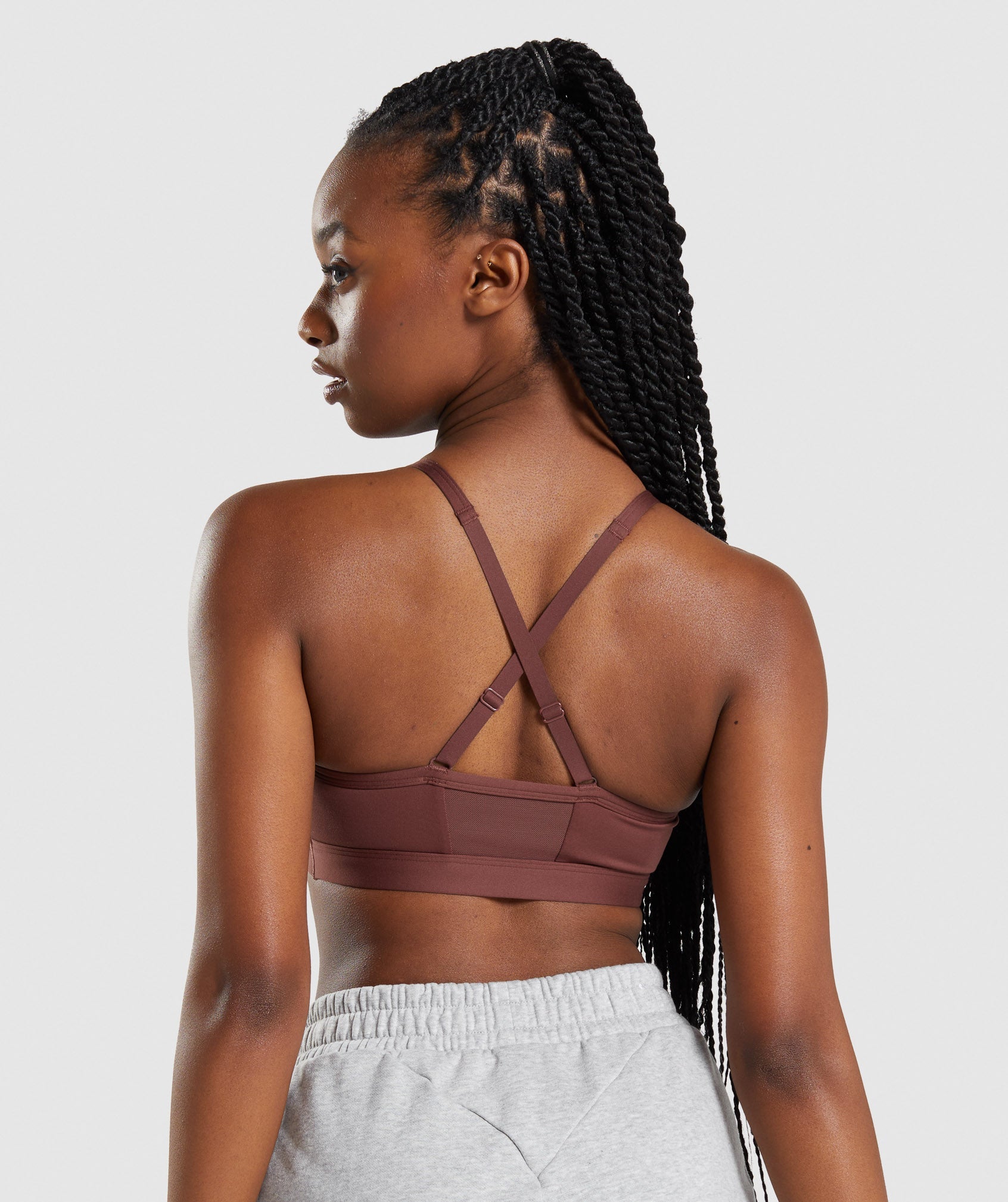 Pink Brown Women's Gymshark Ruched Sports Bra | DHTOCY-947