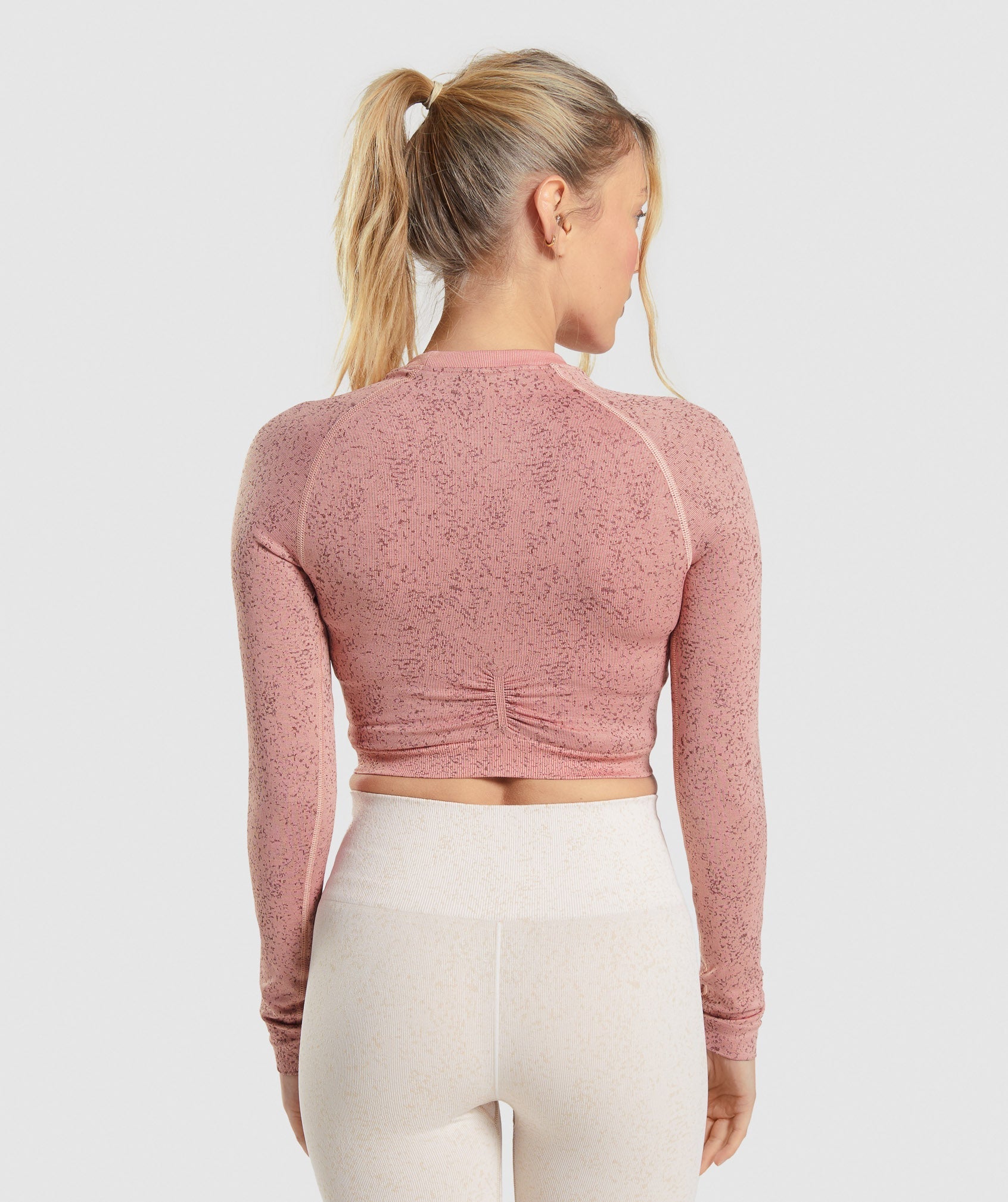 Pink Women's Gymshark Adapt Fleck Seamless Long Sleeve Crop Tops | OPUFGJ-172