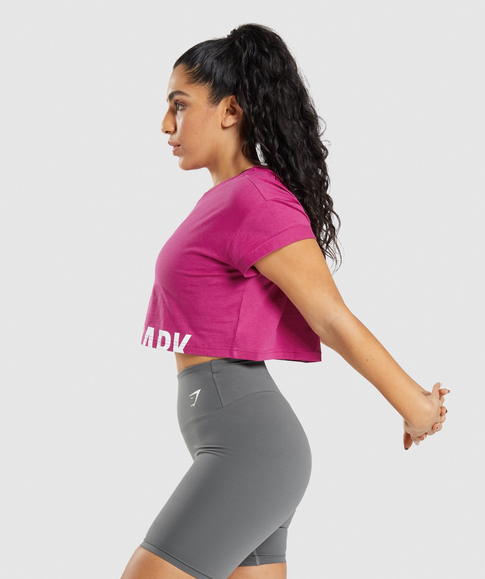 Pink Women's Gymshark Fraction Crop Tops | GQAHCP-935