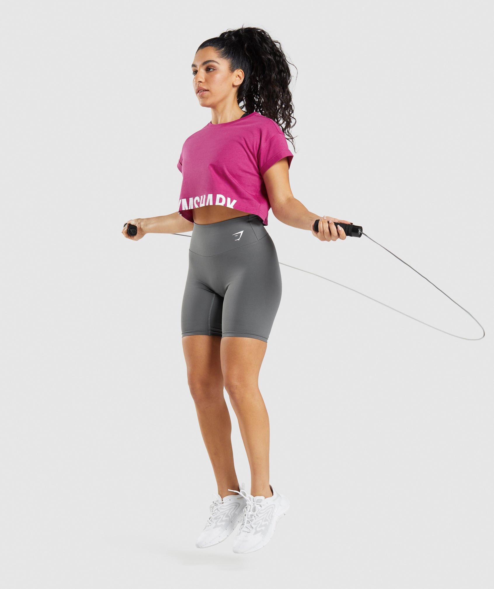 Pink Women's Gymshark Fraction Crop Tops | GQAHCP-935