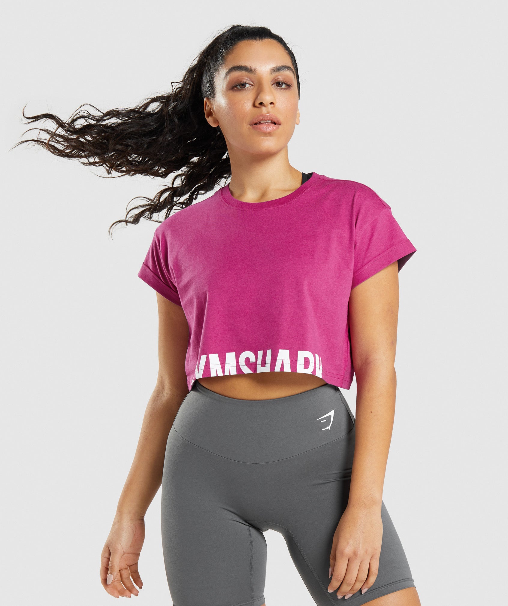 Pink Women\'s Gymshark Fraction Crop Tops | GQAHCP-935