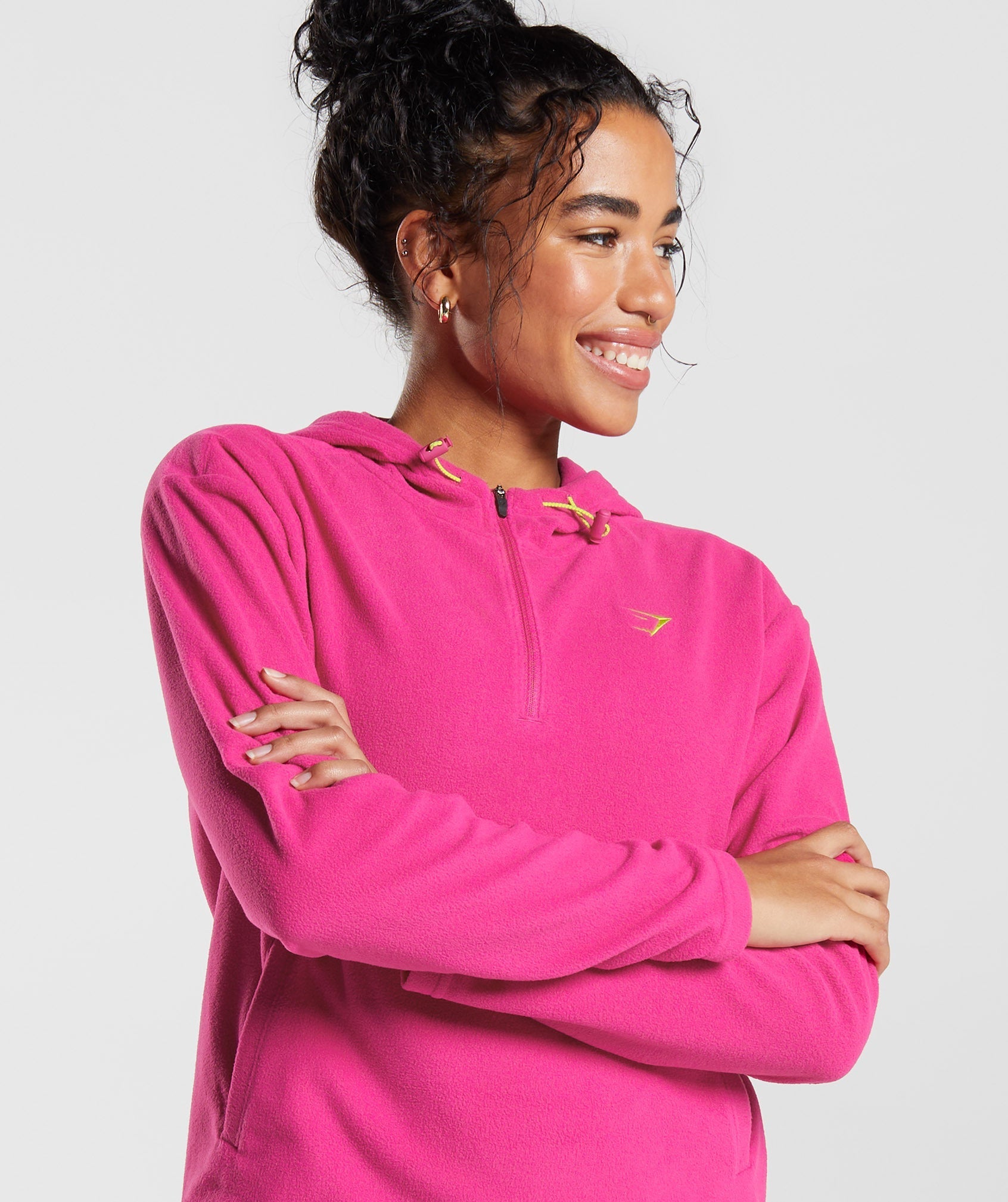 Pink Women's Gymshark Training Fleece 1/4 Zip Hoodie | JHFBEG-043