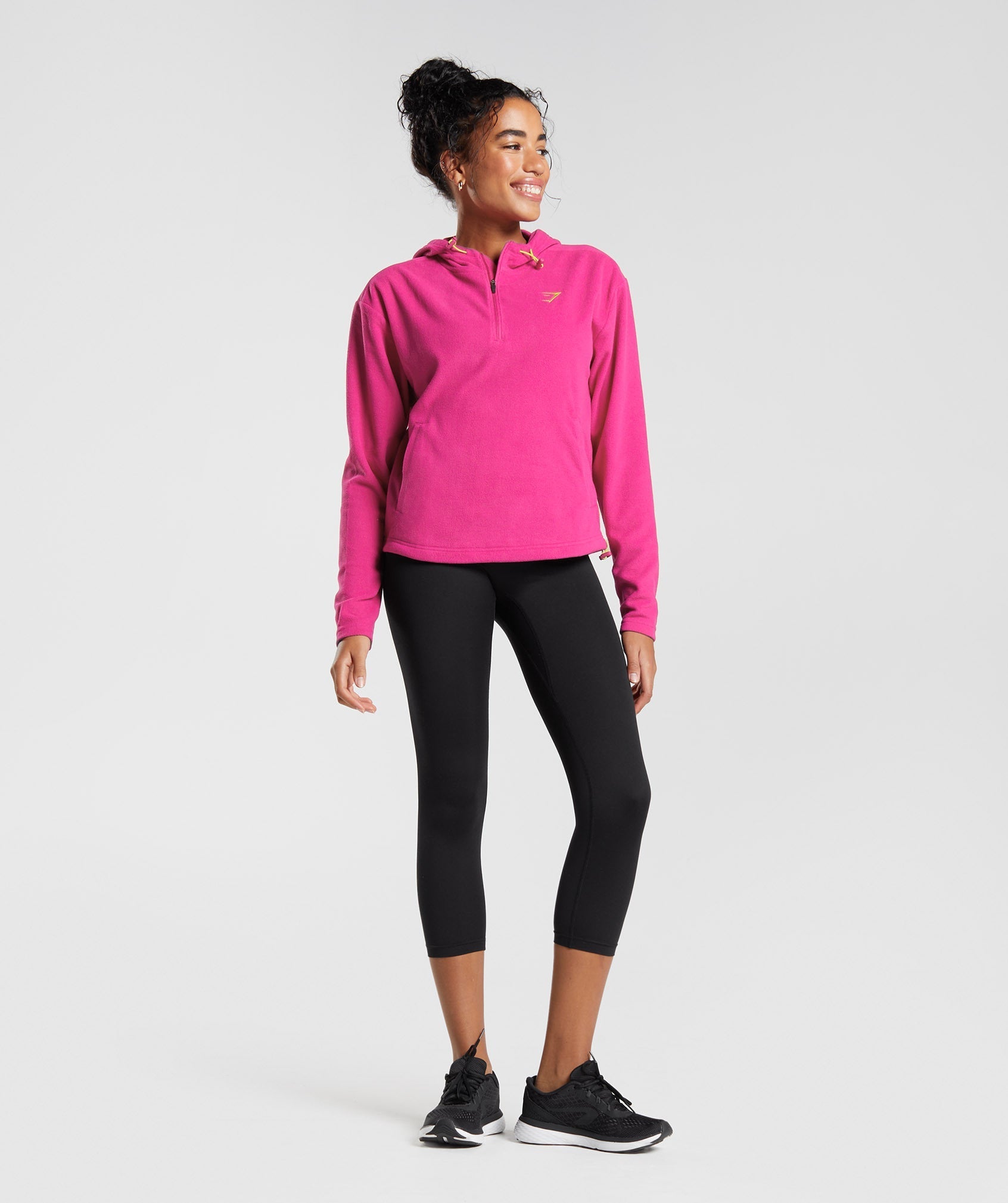 Pink Women's Gymshark Training Fleece 1/4 Zip Hoodie | JHFBEG-043