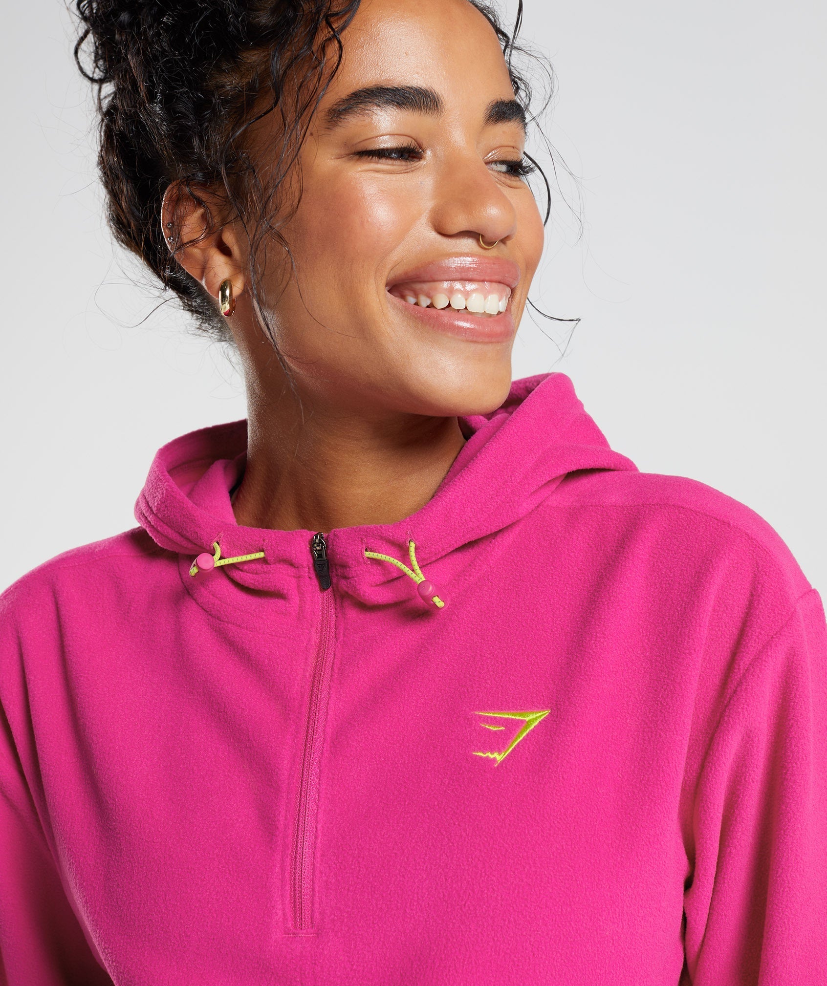 Pink Women's Gymshark Training Fleece 1/4 Zip Hoodie | JHFBEG-043