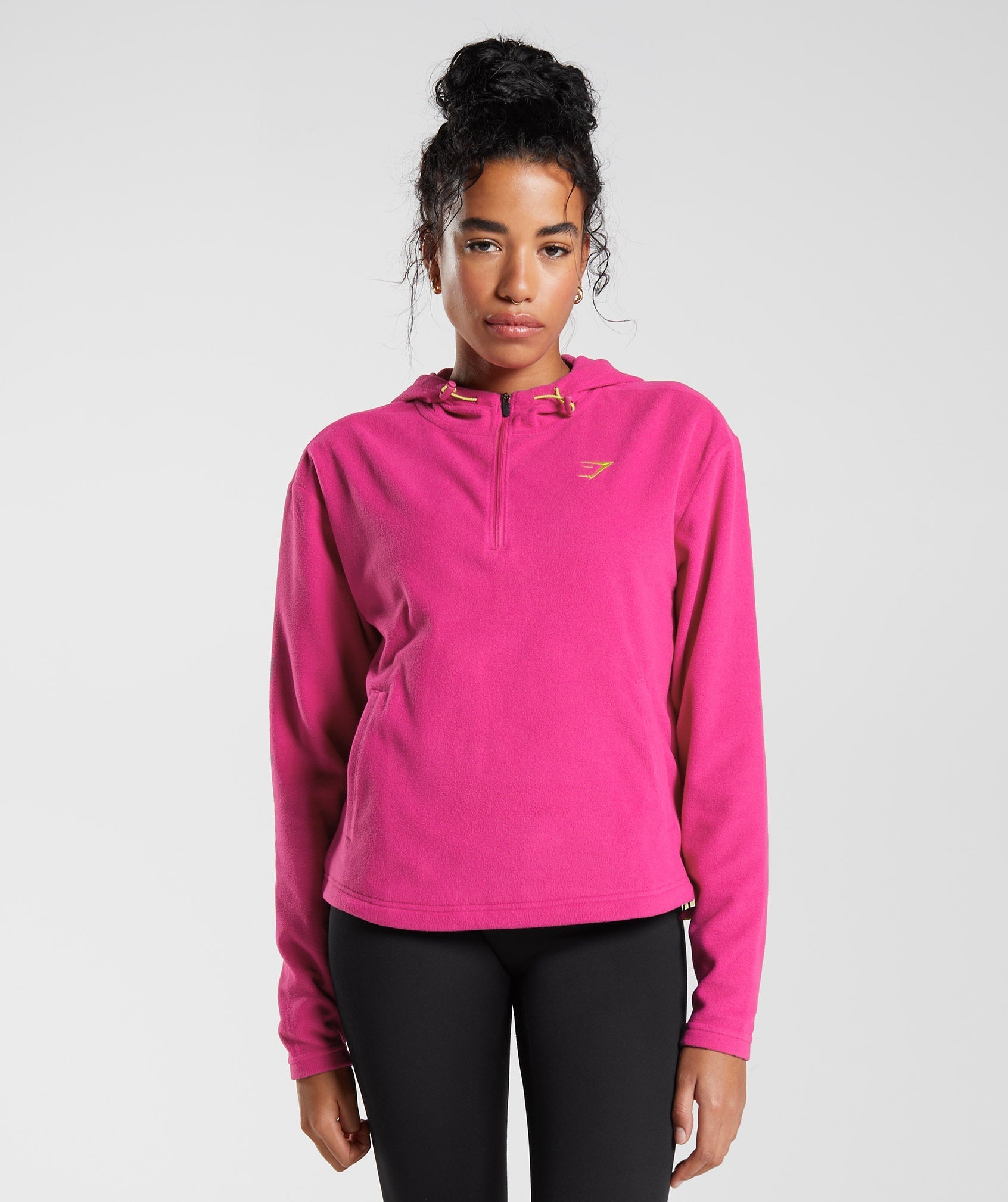 Pink Women\'s Gymshark Training Fleece 1/4 Zip Hoodie | JHFBEG-043