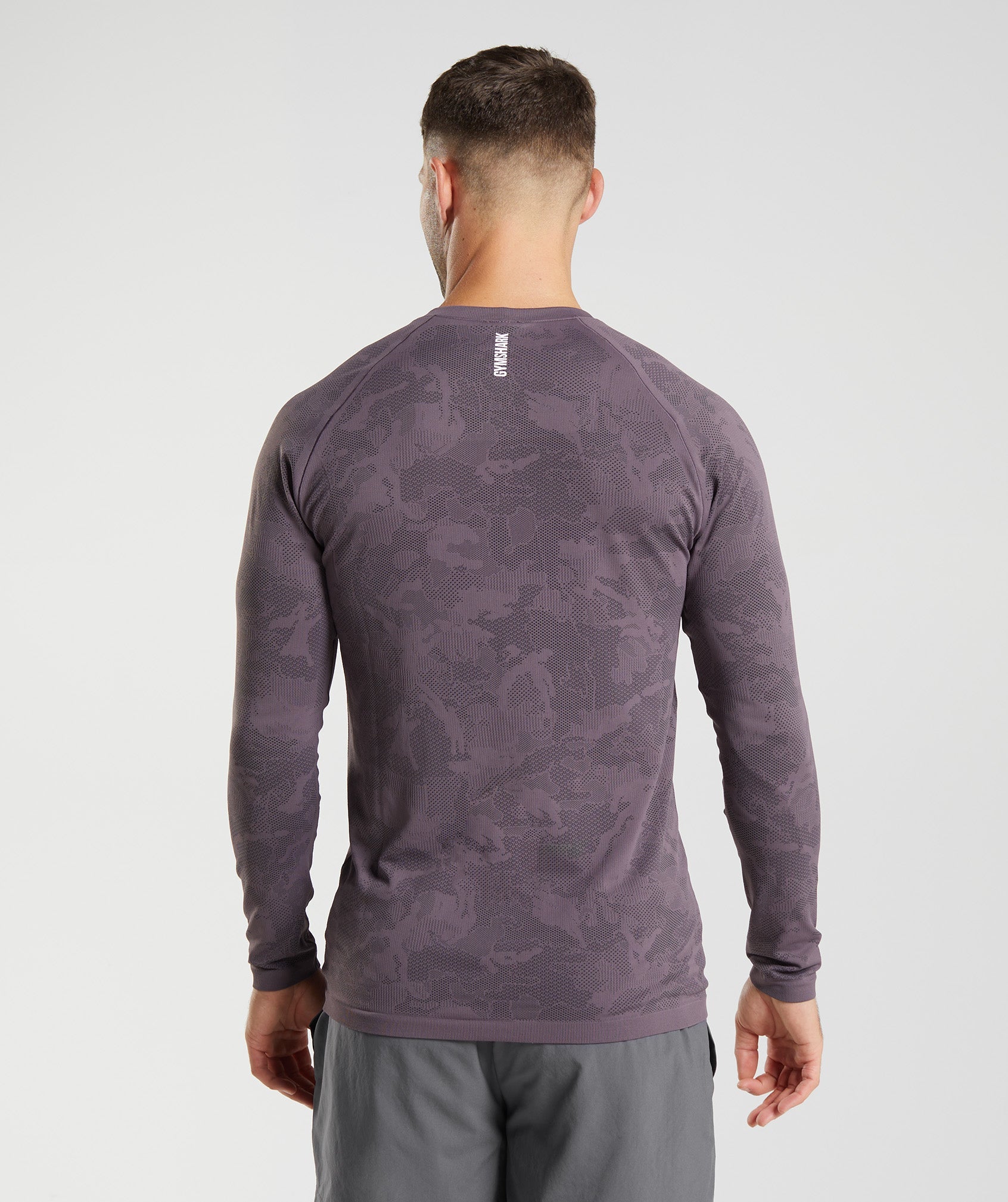 Purple / Black Men's Gymshark Geo Seamless Long Sleeve T Shirts | LCZHSO-973