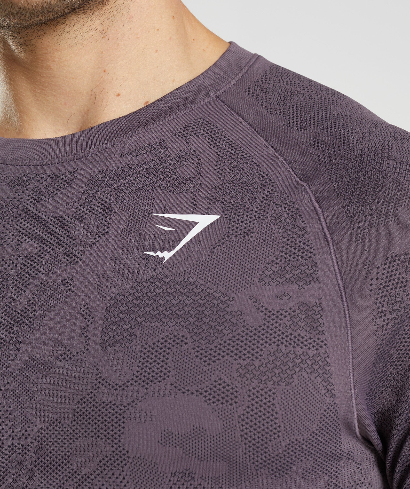 Purple / Black Men's Gymshark Geo Seamless Long Sleeve T Shirts | LCZHSO-973