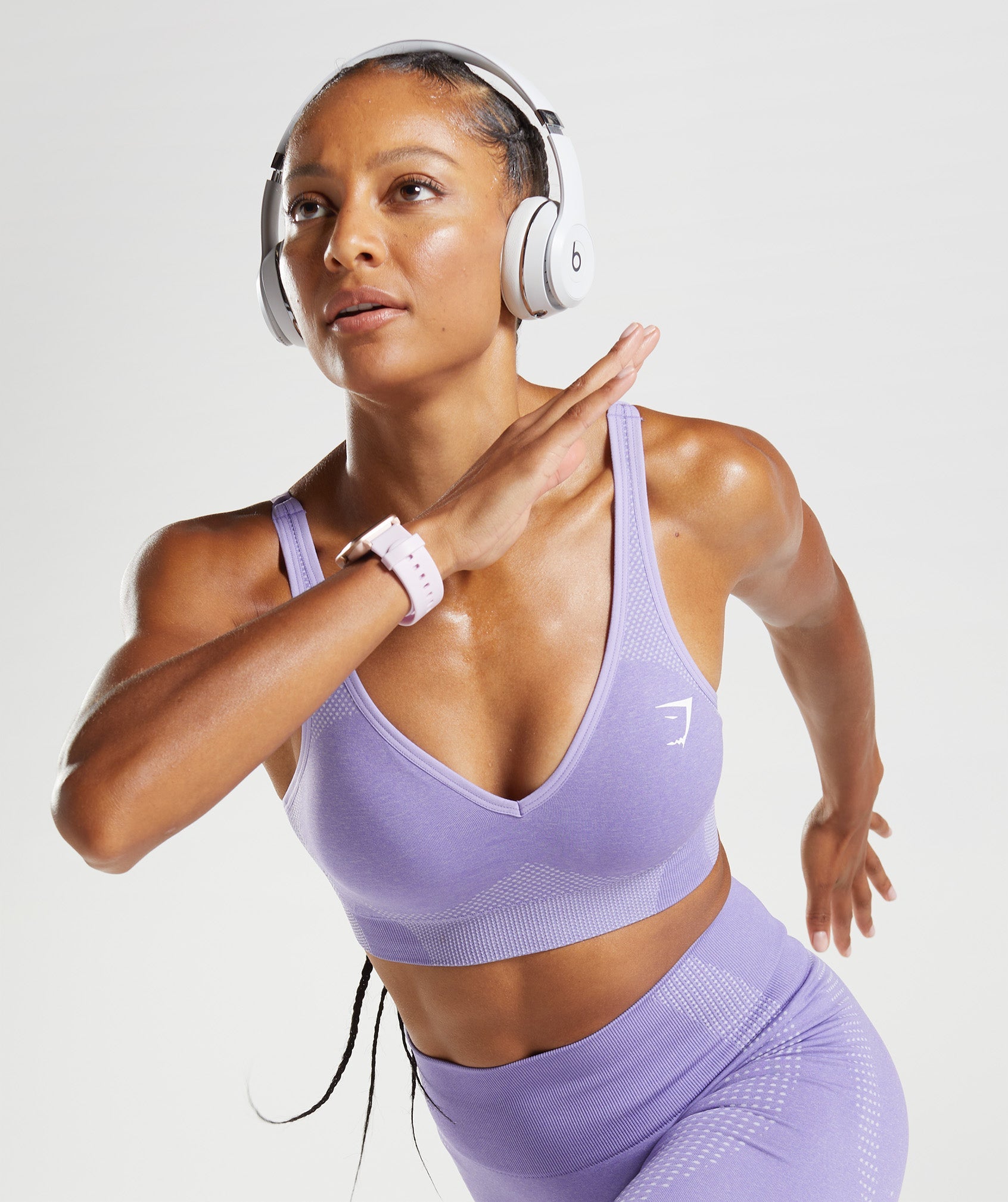 Purple Women's Gymshark Vital Seamless 2.0 V Neck Sports Bra | GAQNTH-654