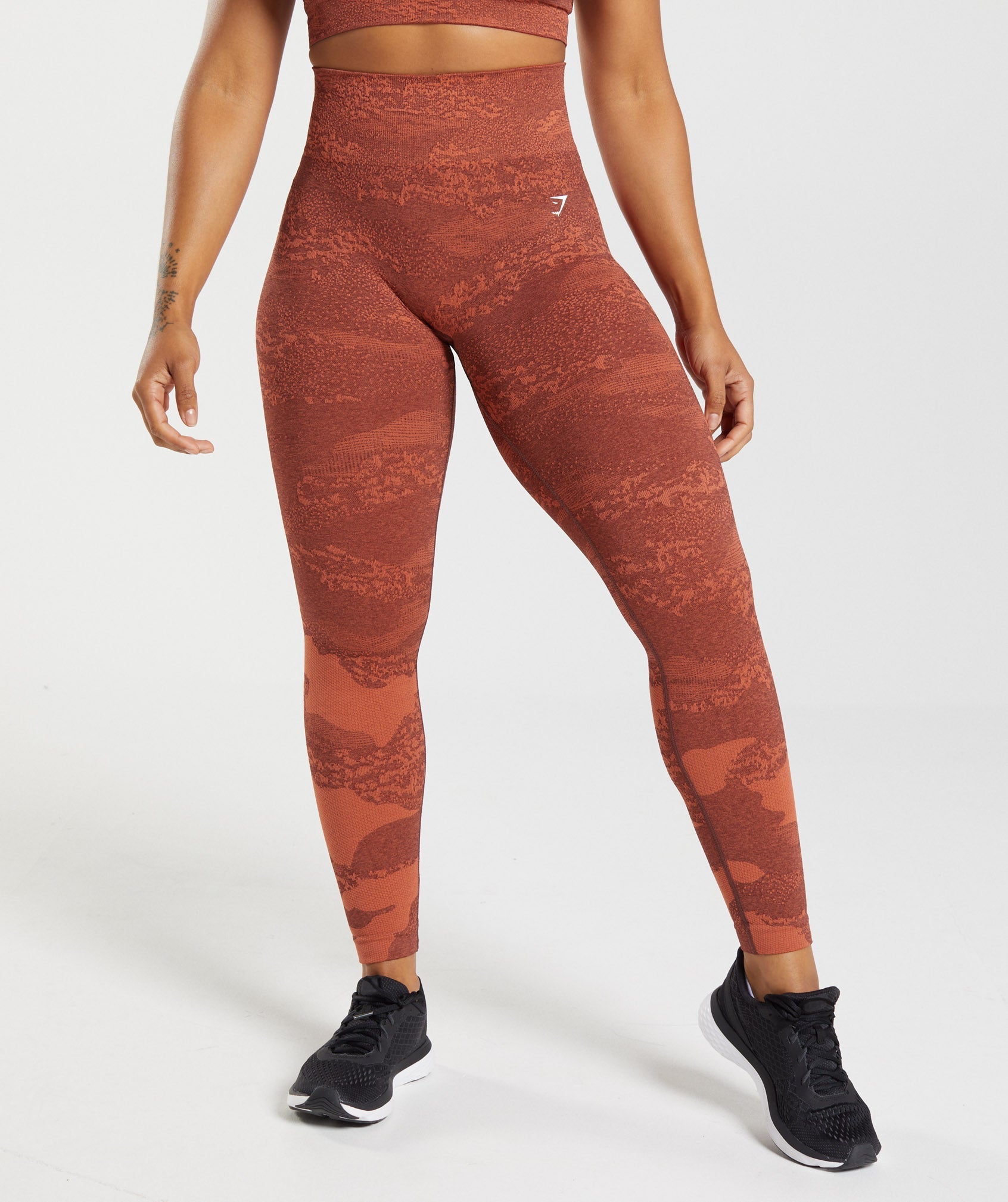 Red / Brown Women\'s Gymshark Adapt Camo Seamless Leggings | FYJCXL-956