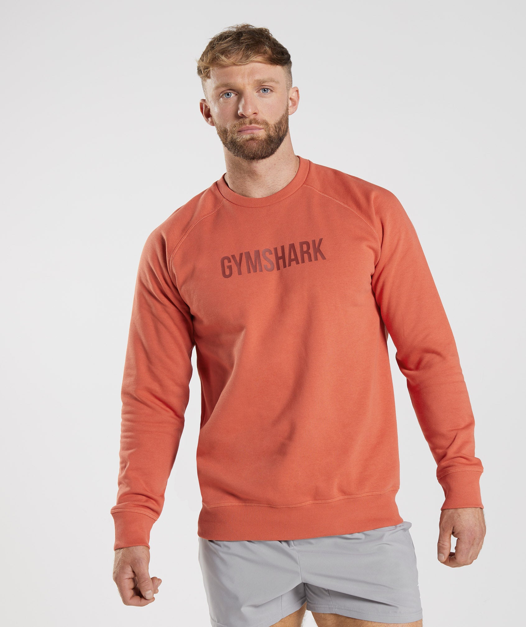 Red Men\'s Gymshark Apollo Crew Sweatshirts | SFDRBE-873