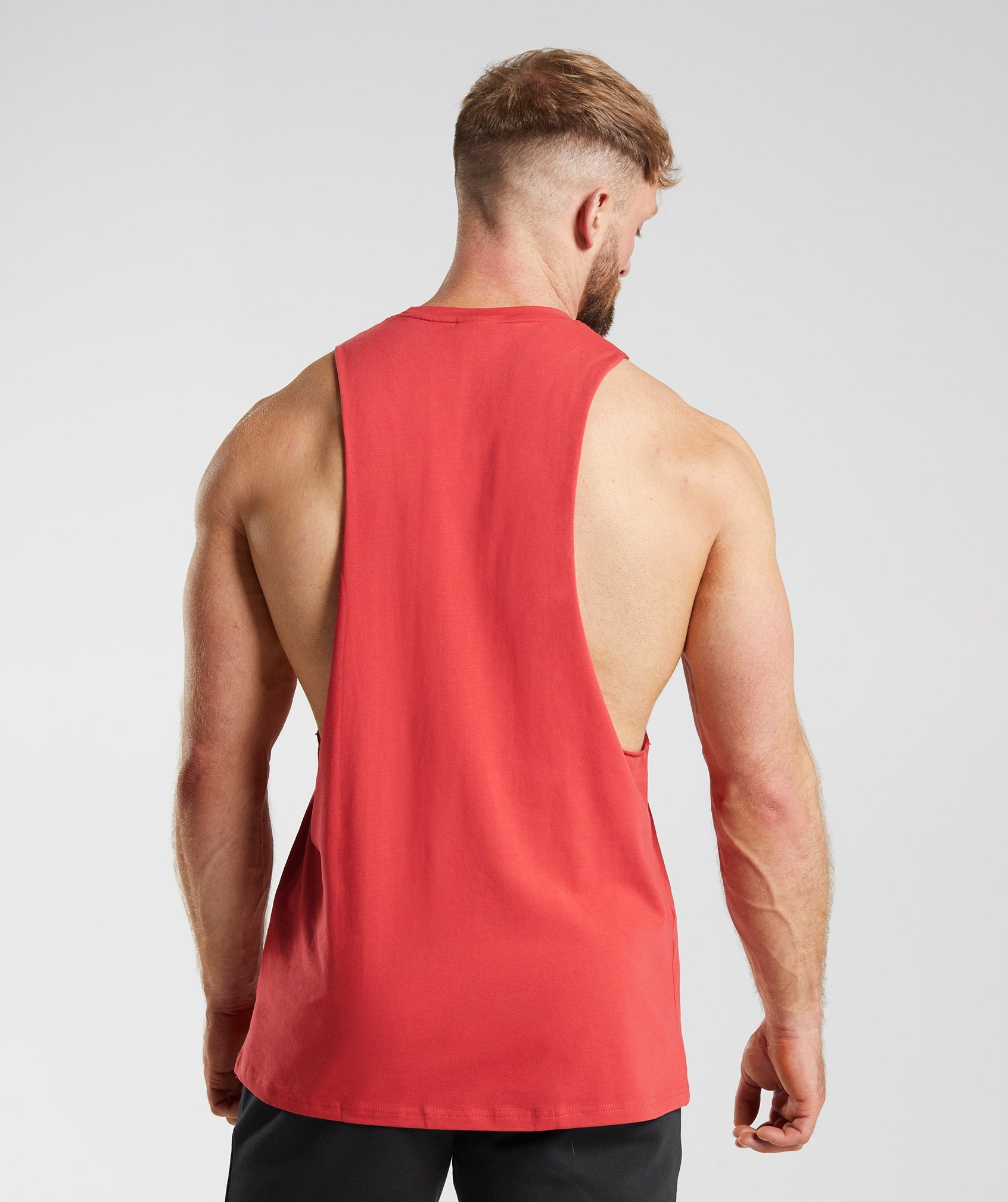 Red Men's Gymshark Legacy Drop Arm Tanks | QGNUPB-971