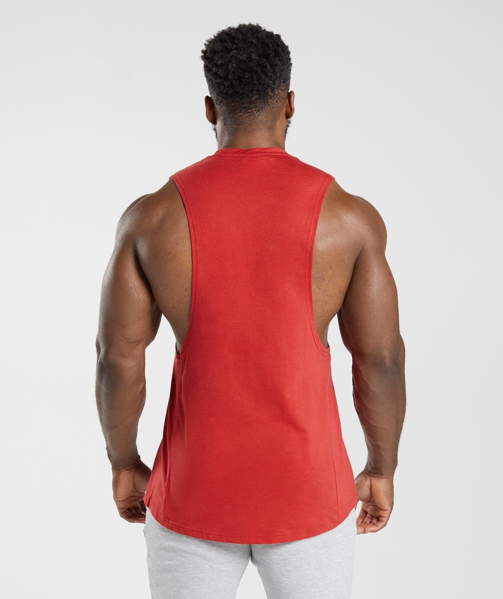 Red Men's Gymshark React Drop Arm Tanks | JRBPKD-351