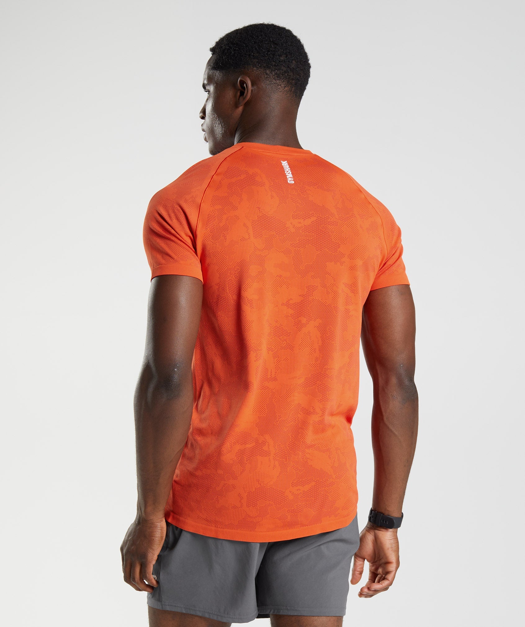 Red / Red Men's Gymshark Geo Seamless T Shirts | NYAWHF-903