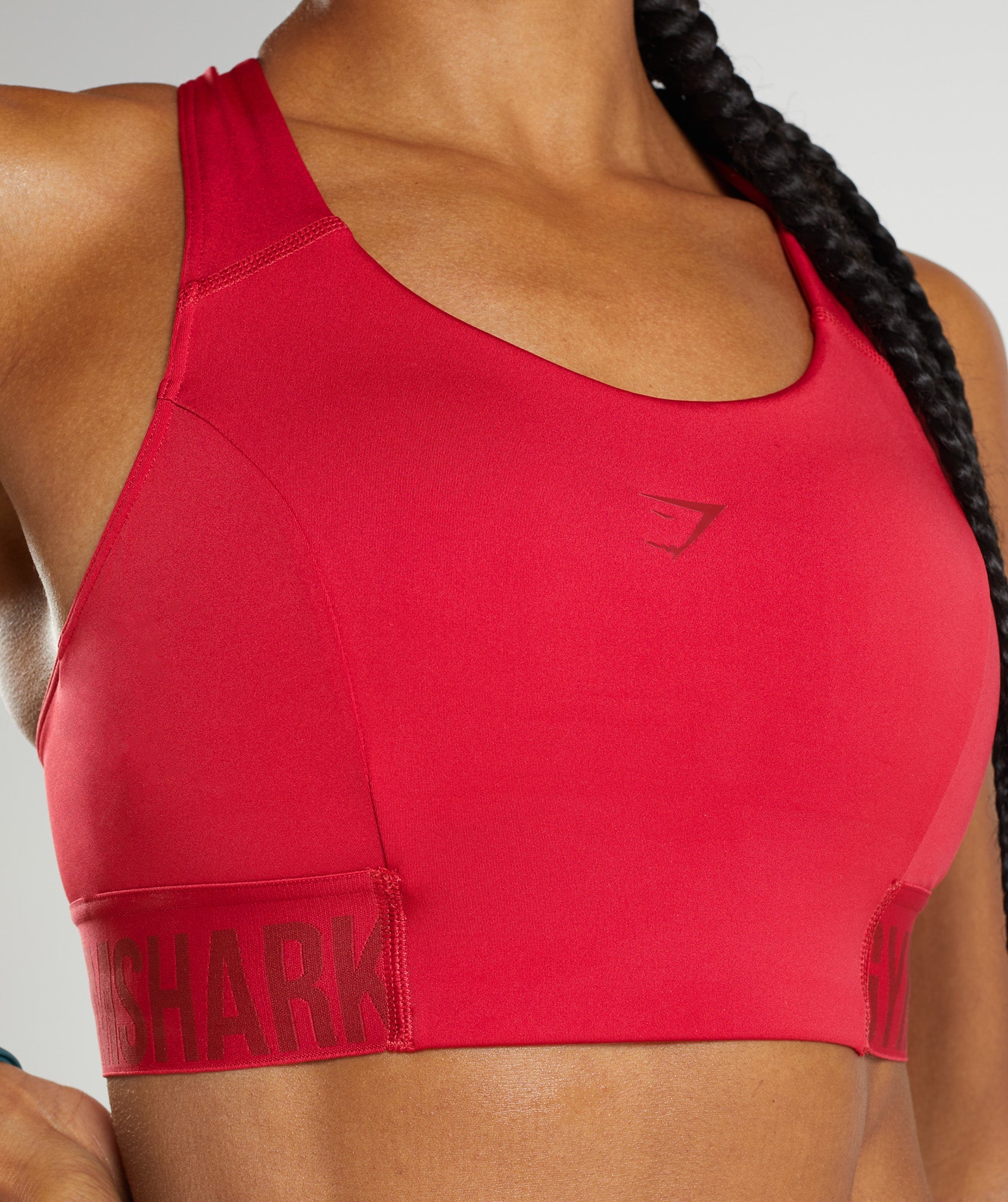 Red Women's Gymshark Training Brandmark Sports Bra | AIOYFN-903