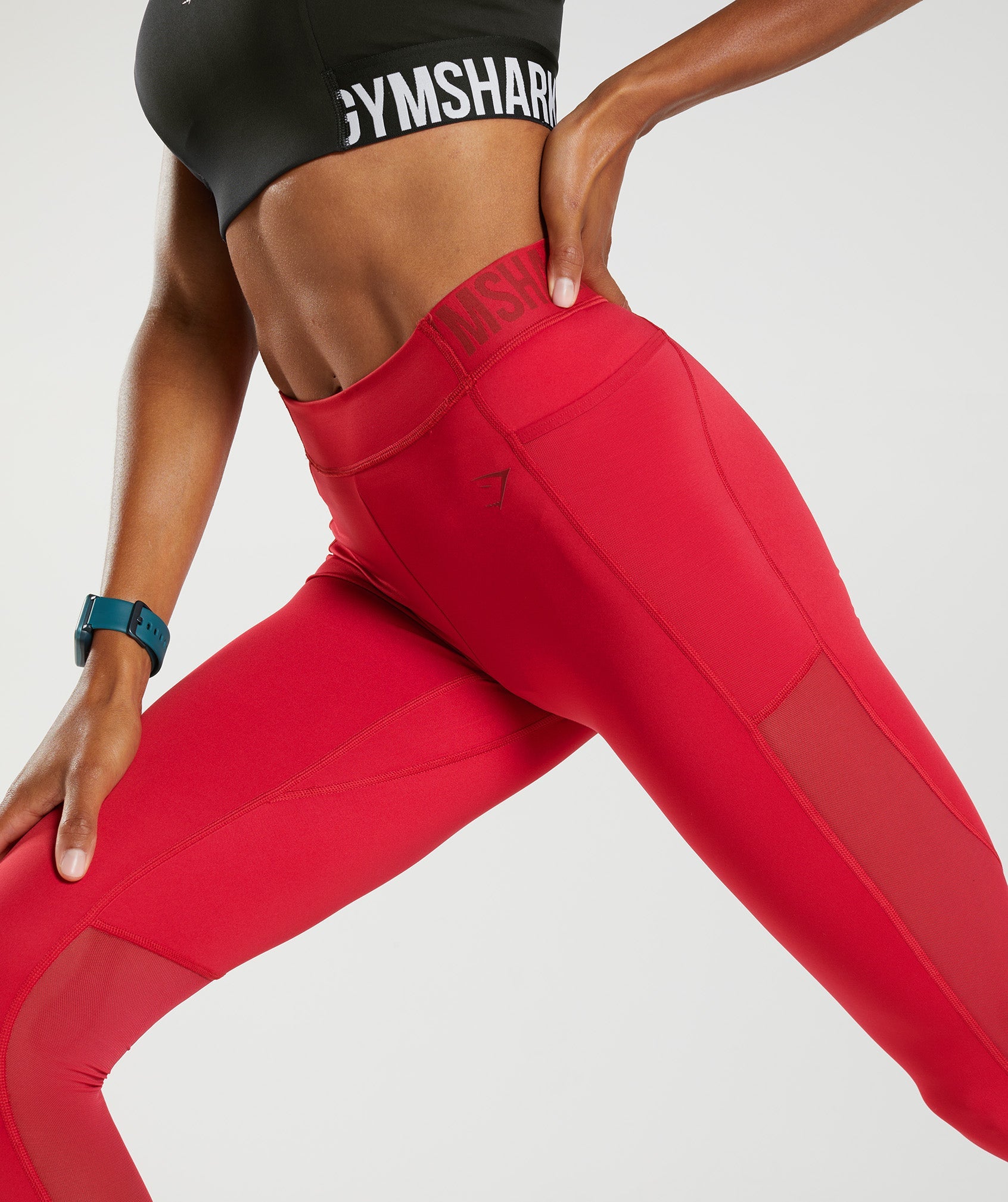 Red Women's Gymshark Training Brandmark Leggings | EYULTS-160