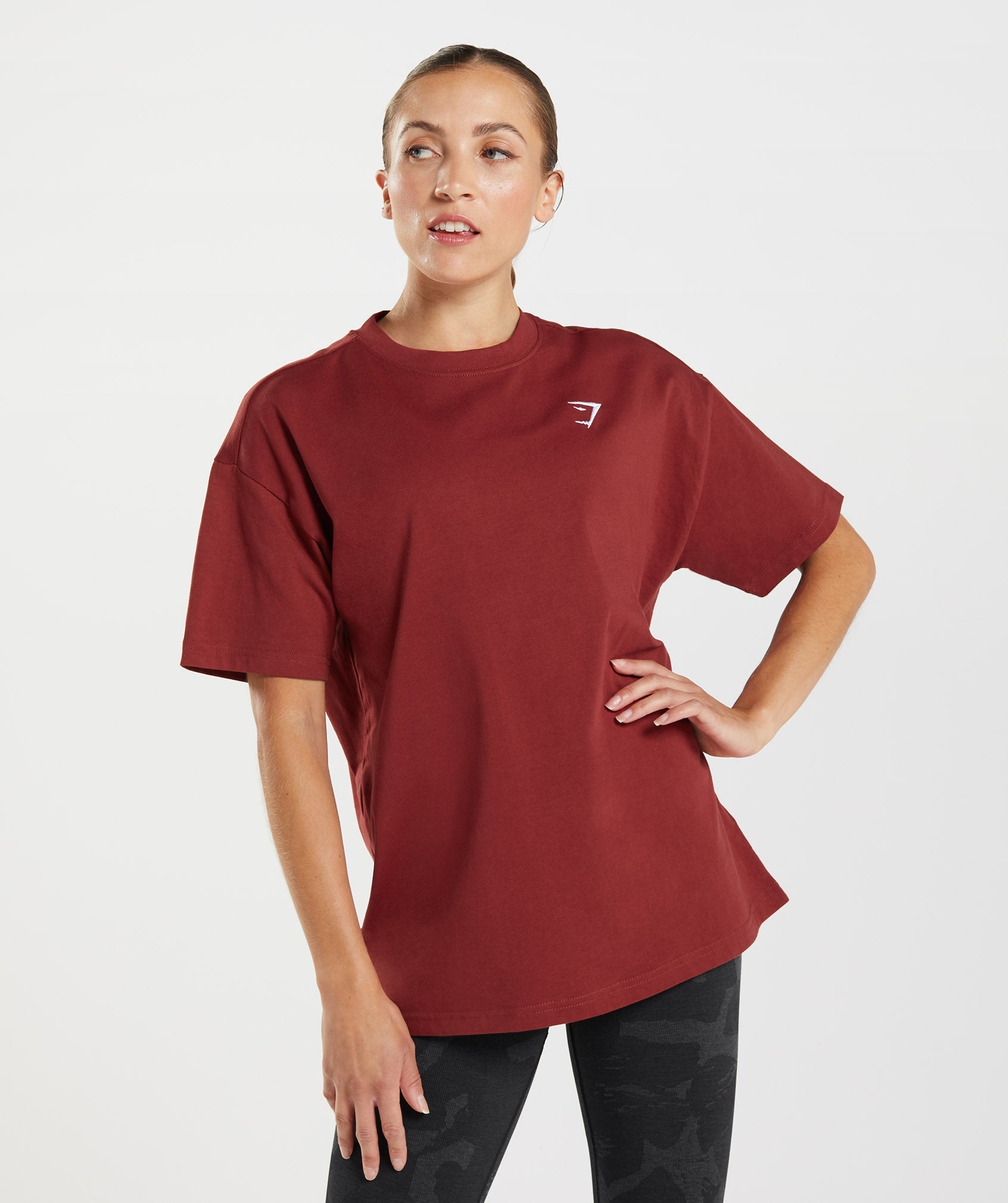 Red Women\'s Gymshark Training Oversized T Shirts | ZQGCTV-378