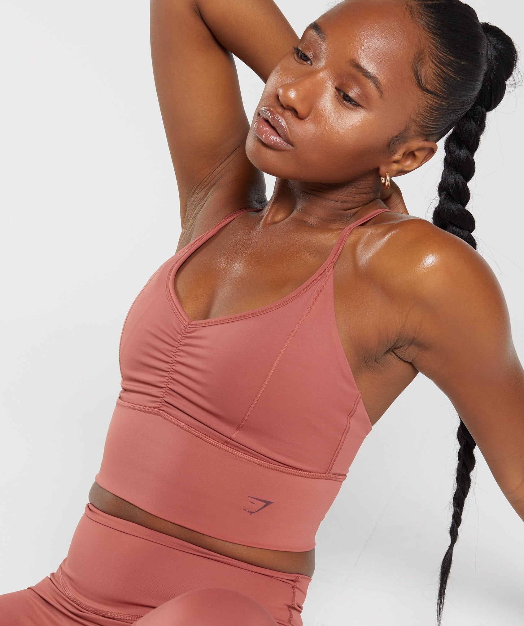 Rose Brown Women's Gymshark Elevate Longline Sports Bra | FLINTQ-254