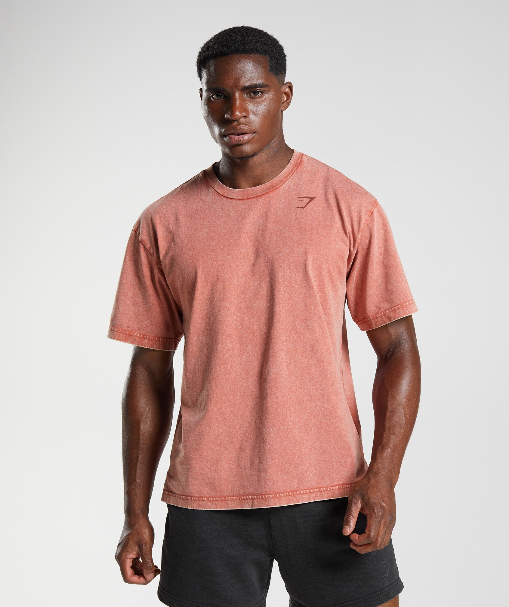 Rose Men's Gymshark Power Washed T Shirts | DLJFAY-027